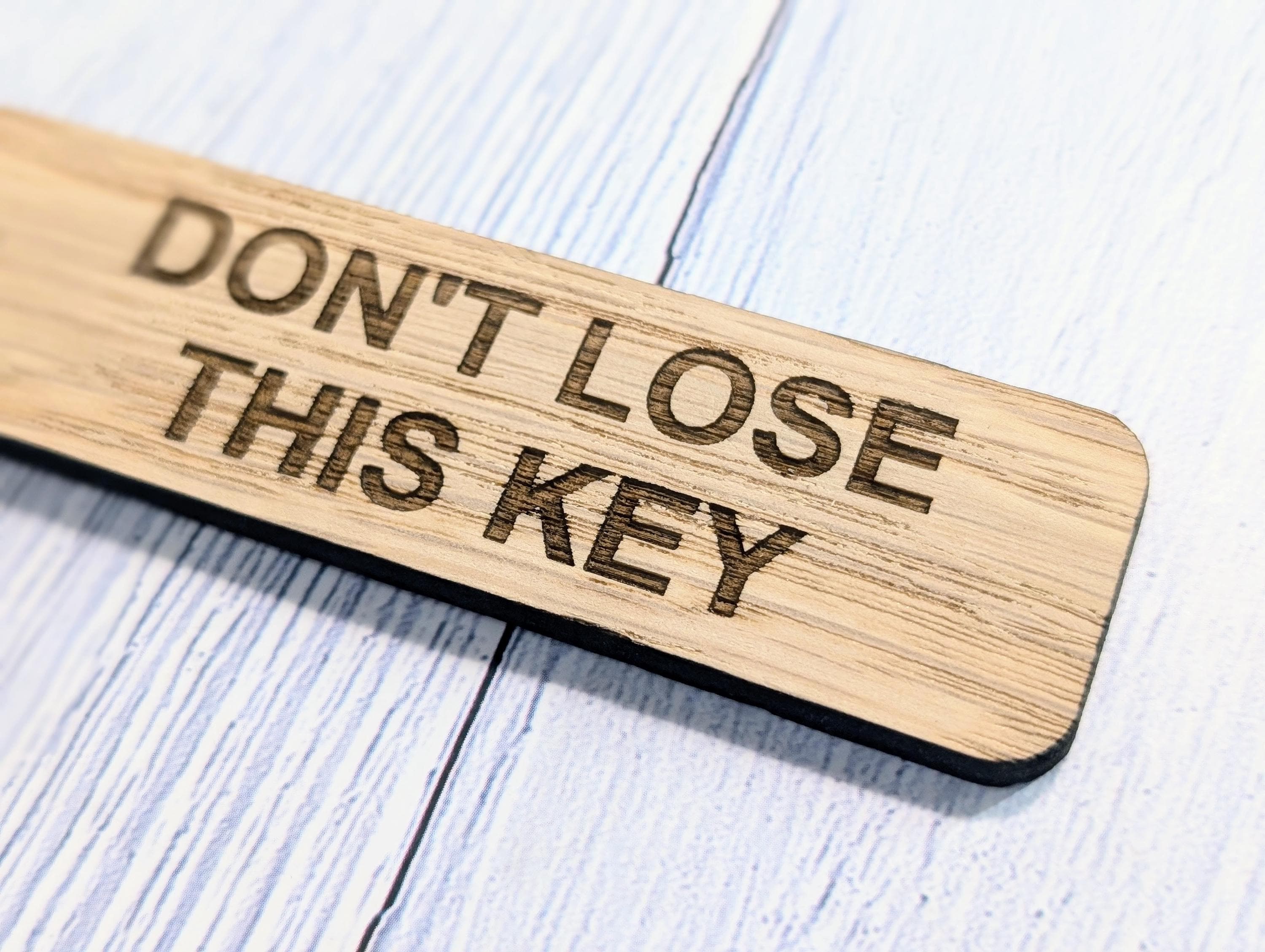 Don't Lose This Key, Oak Keyring 90x25mm, Sustainable Wood | Handmade in Wales | Eco-Friendly | BnB Idea | Forgetful Gift | Keychain - Image 9