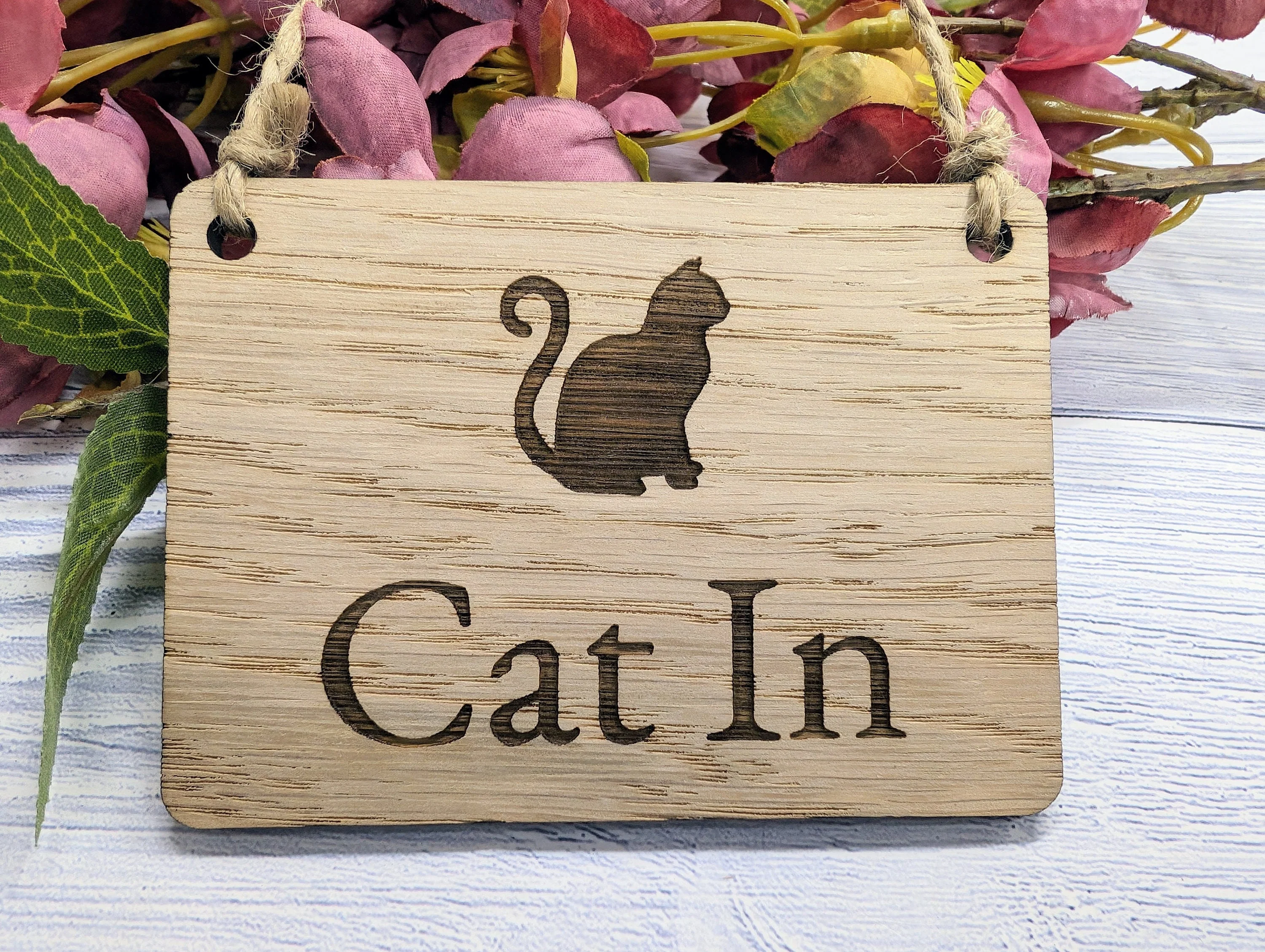 Double-Sided 'Cat In/Out' Wooden Tracker Sign - Eco-Friendly, Handcrafted | Cat Lovers' Must-Have, 4 Sizes, Made in Wales - Image 4