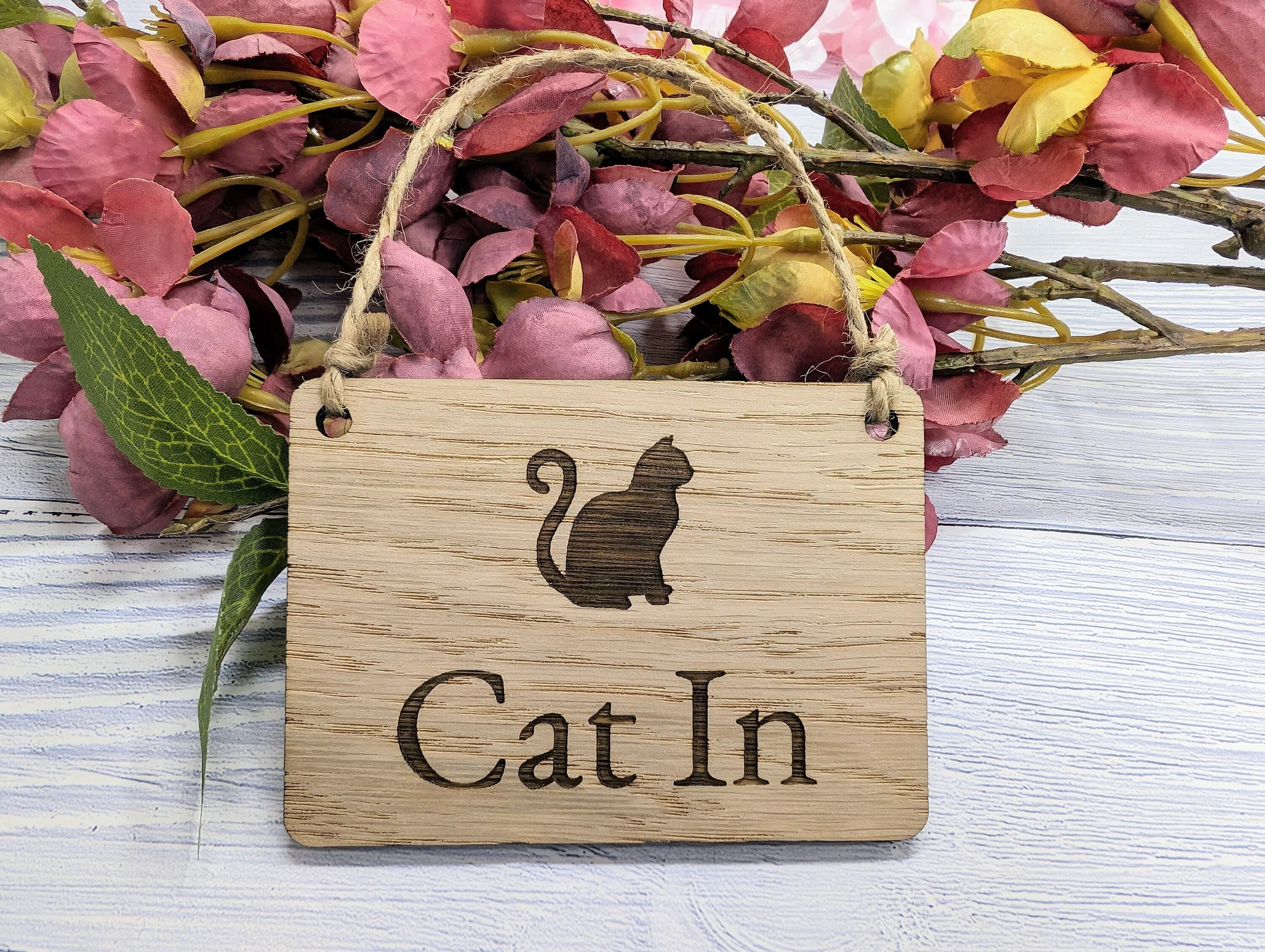 Double-Sided 'Cat In/Out' Wooden Tracker Sign - Eco-Friendly, Handcrafted | Cat Lovers' Must-Have, 4 Sizes, Made in Wales - Image 5