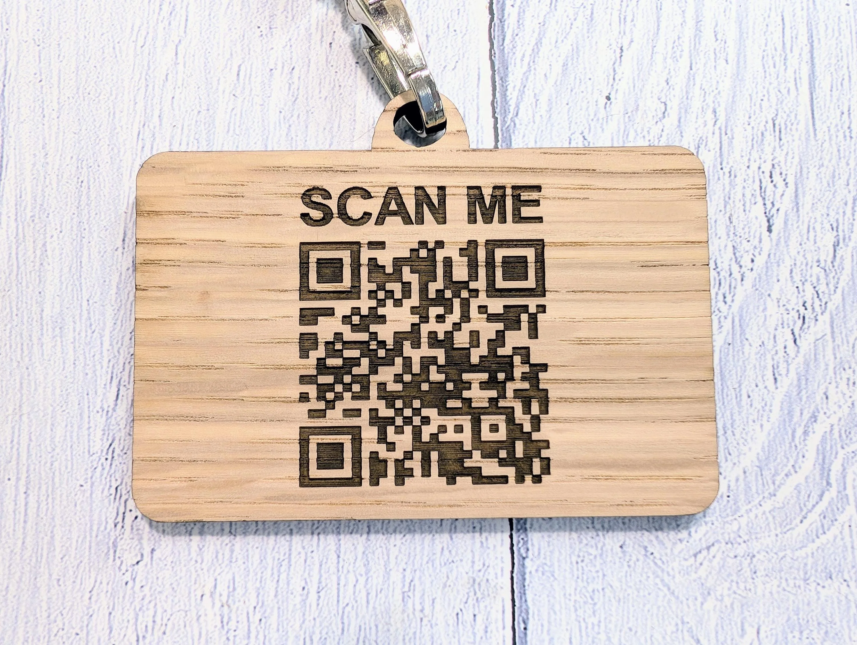 Double Sided QR Code Name Badges with Lanyards, Personalised Oak Veneer Staff Name Badges on Eco Lanyards - Custom Badges, Staff Tags, Logo - Image 3