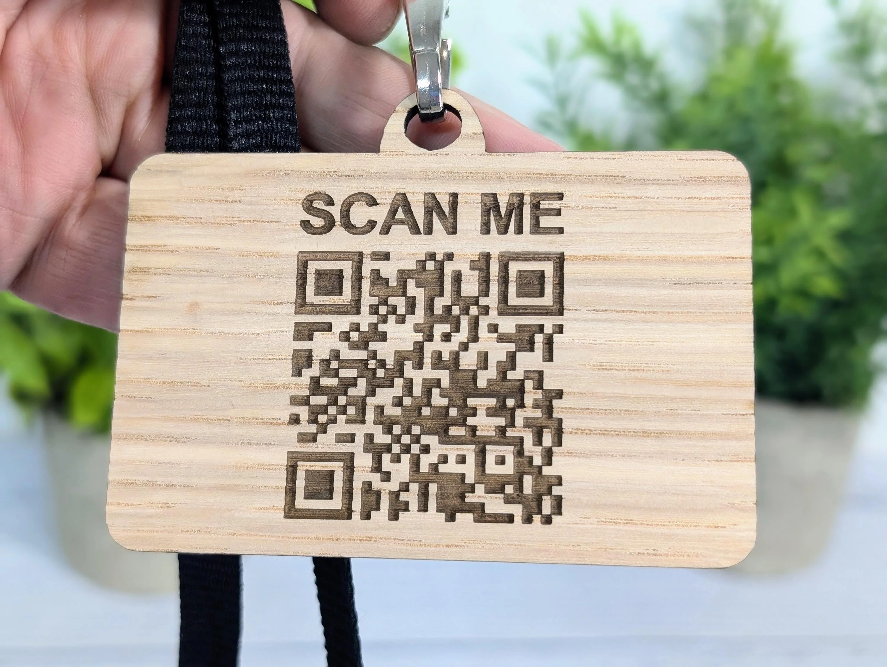 Double Sided QR Code Name Badges with Lanyards, Personalised Oak Veneer Staff Name Badges on Eco Lanyards - Custom Badges, Staff Tags, Logo - Image 5