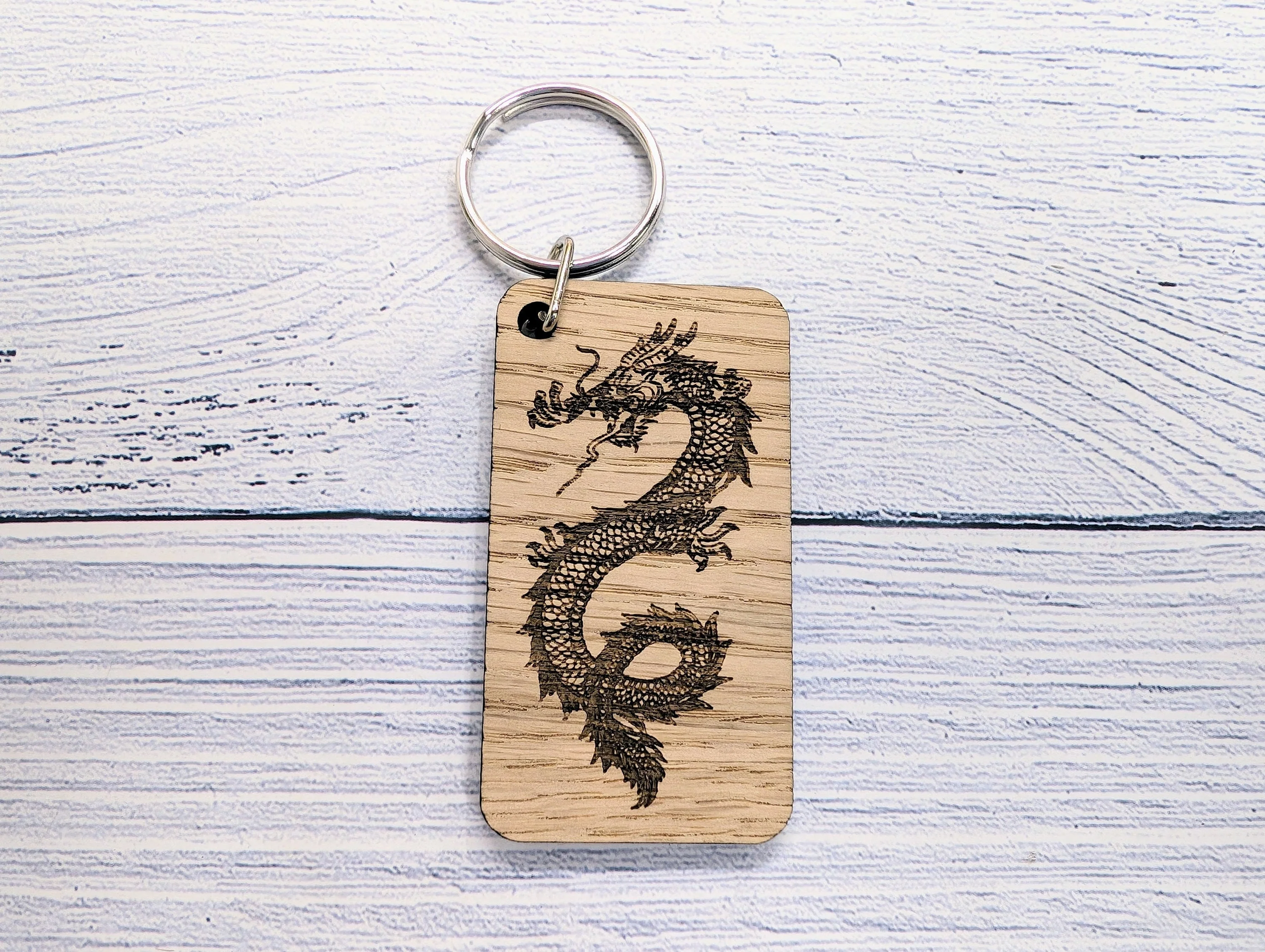 Welsh Oak Dragon Keyring: Handcrafted Fantasy Gift (65x35mm)