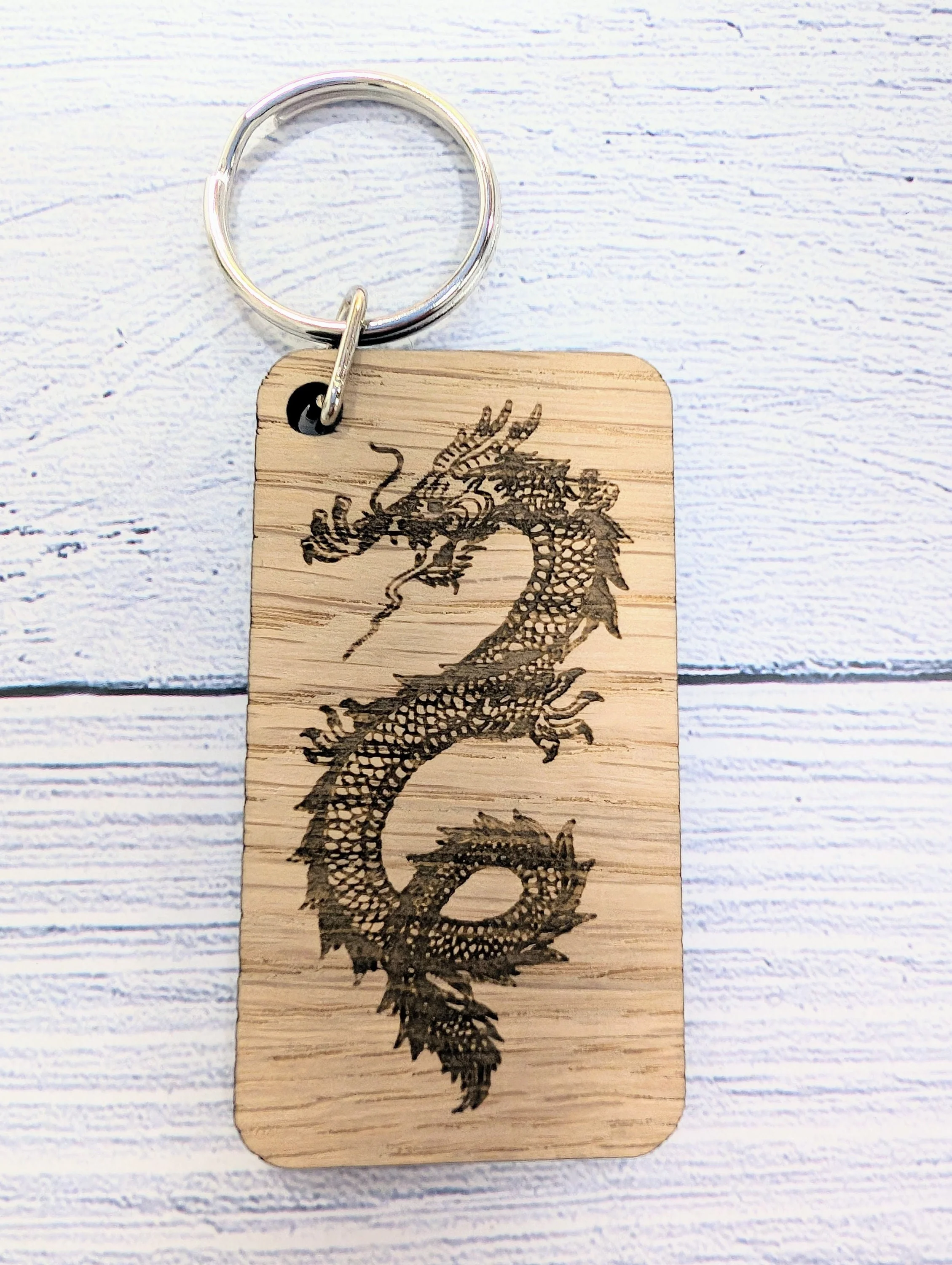 Welsh Oak Dragon Keyring: Handcrafted Fantasy Gift (65x35mm) - Image 2
