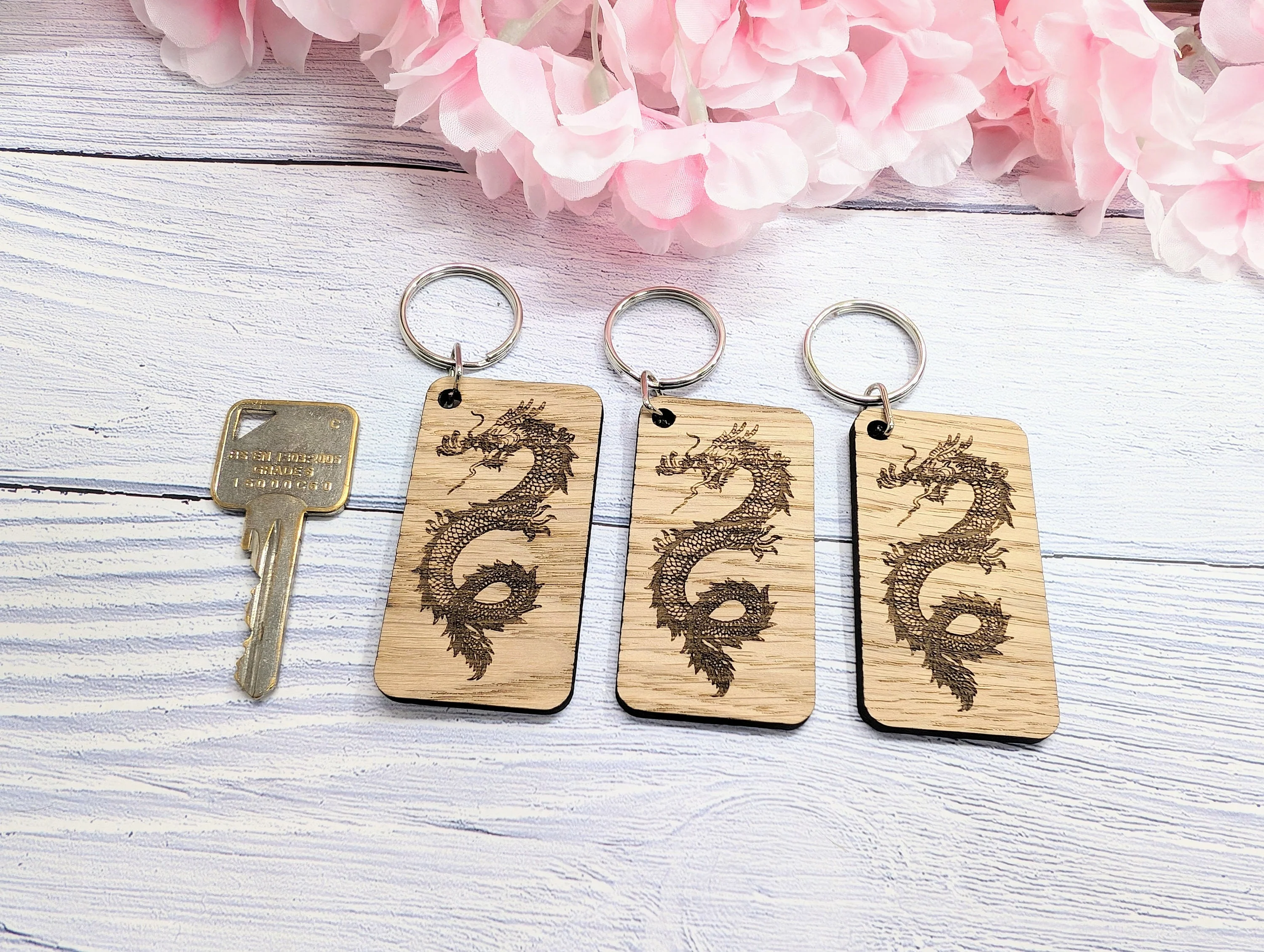 Welsh Oak Dragon Keyring: Handcrafted Fantasy Gift (65x35mm) - Image 3