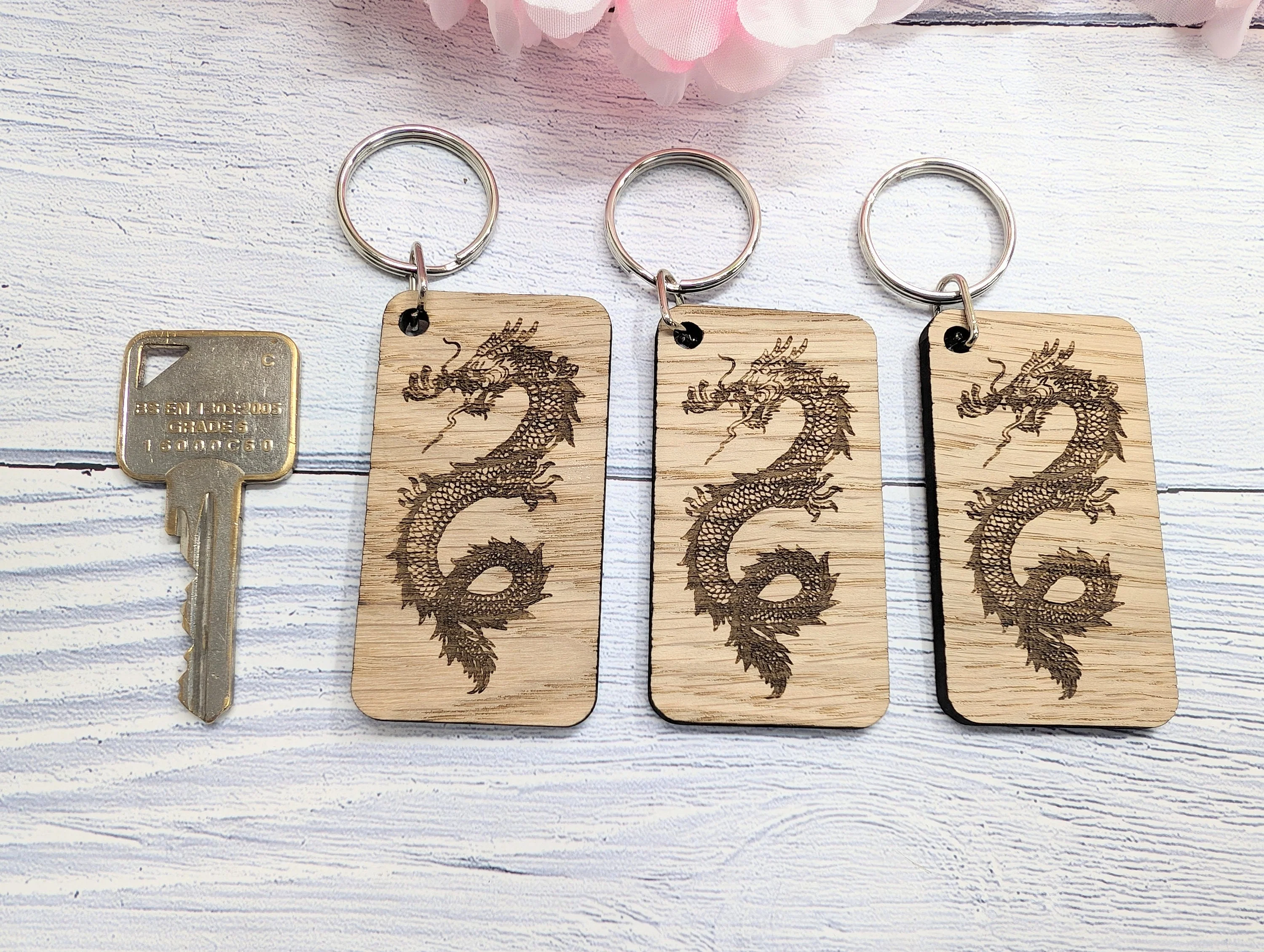 Welsh Oak Dragon Keyring: Handcrafted Fantasy Gift (65x35mm) - Image 5