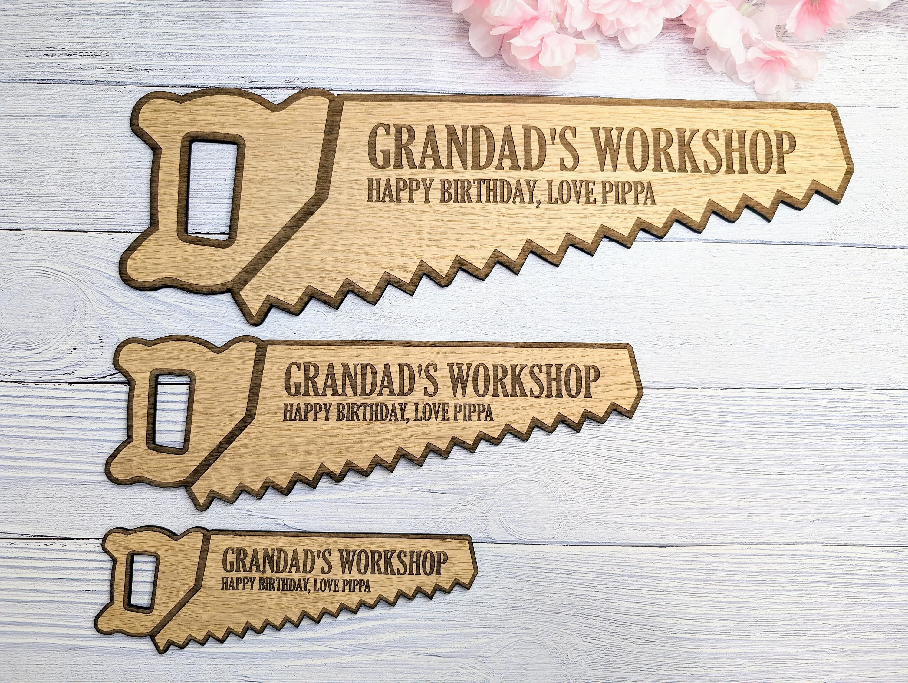 Eco-Friendly Handsaw-Shaped Workshop Sign - Customisable, Welsh Oak Veneer | Ideal for Personalised Shop Decor, Unique Gift - Image 5