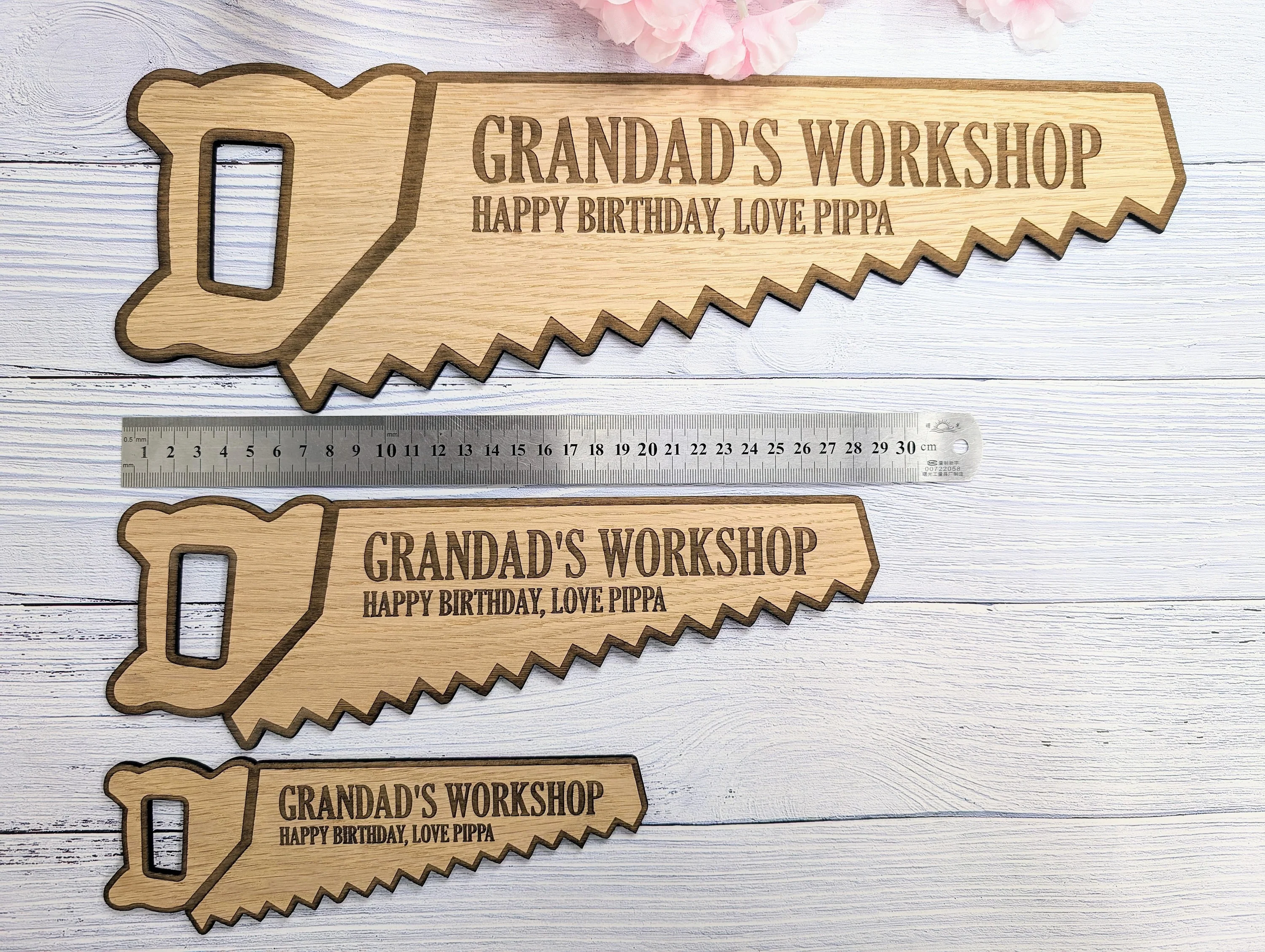 Eco-Friendly Handsaw-Shaped Workshop Sign - Customisable, Welsh Oak Veneer | Ideal for Personalised Shop Decor, Unique Gift - Image 6