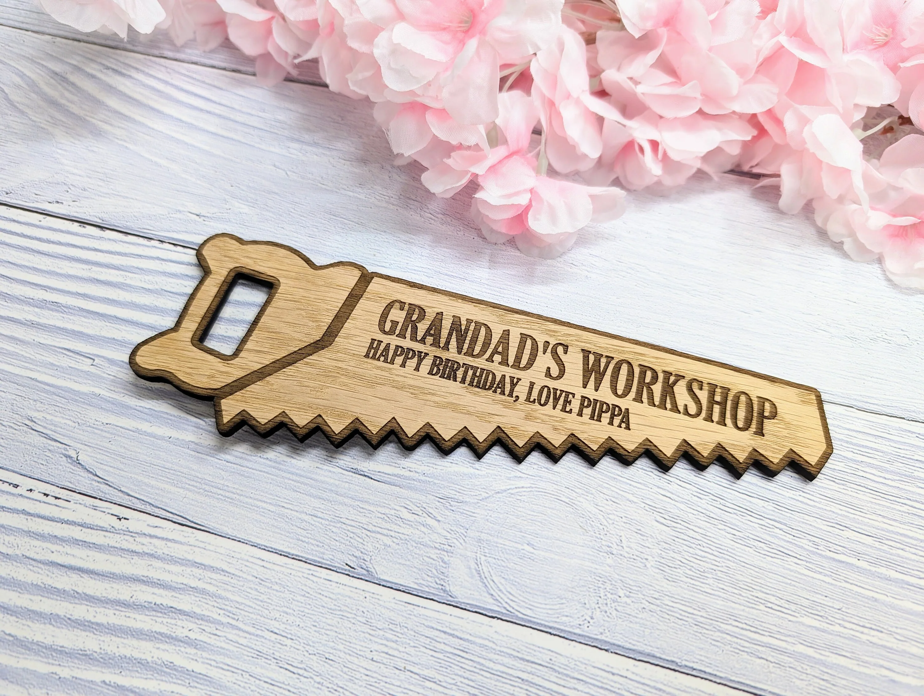 Eco-Friendly Handsaw-Shaped Workshop Sign - Customisable, Welsh Oak Veneer | Ideal for Personalised Shop Decor, Unique Gift - Image 7