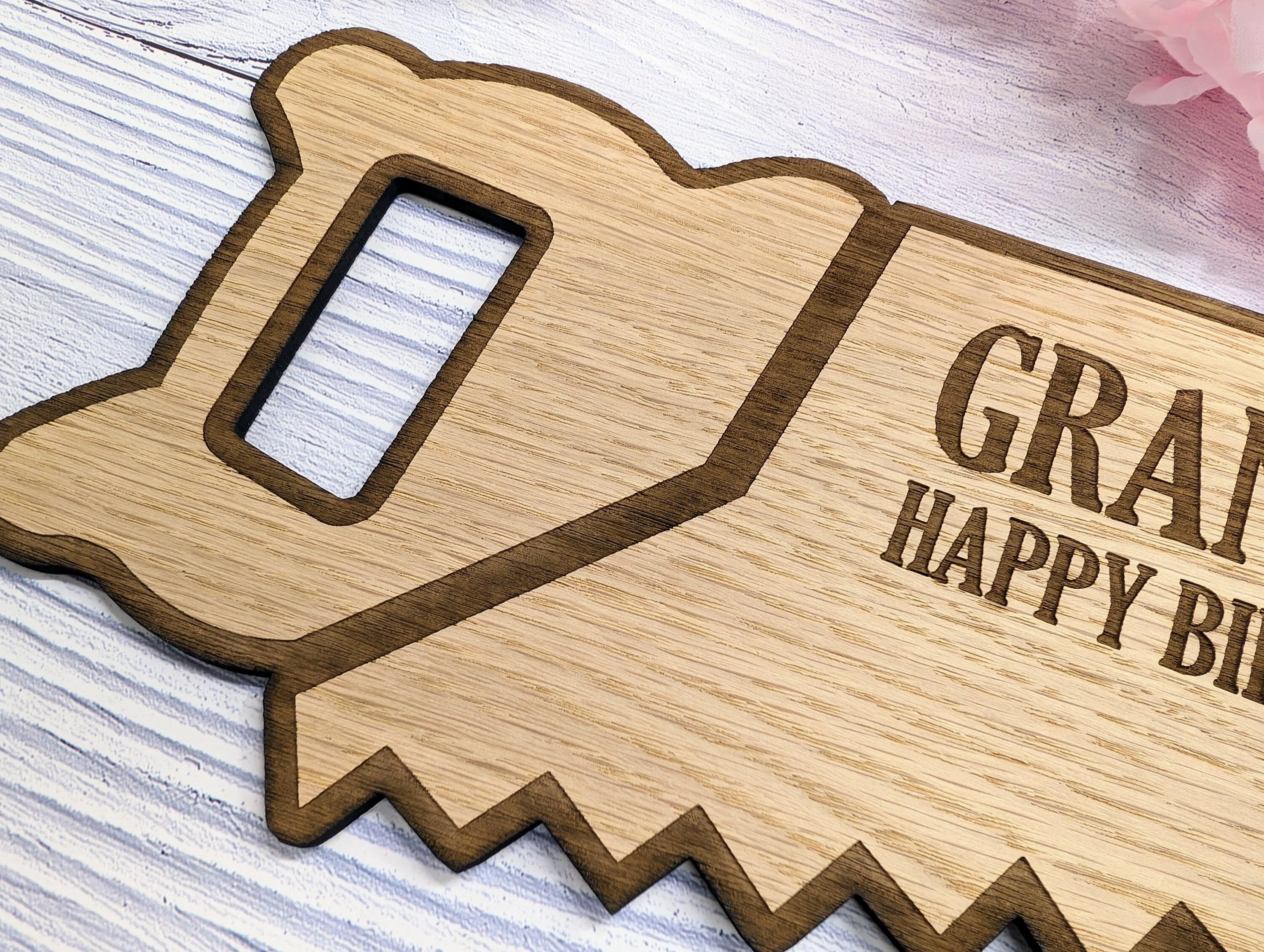 Eco-Friendly Handsaw-Shaped Workshop Sign - Customisable, Welsh Oak Veneer | Ideal for Personalised Shop Decor, Unique Gift - Image 9