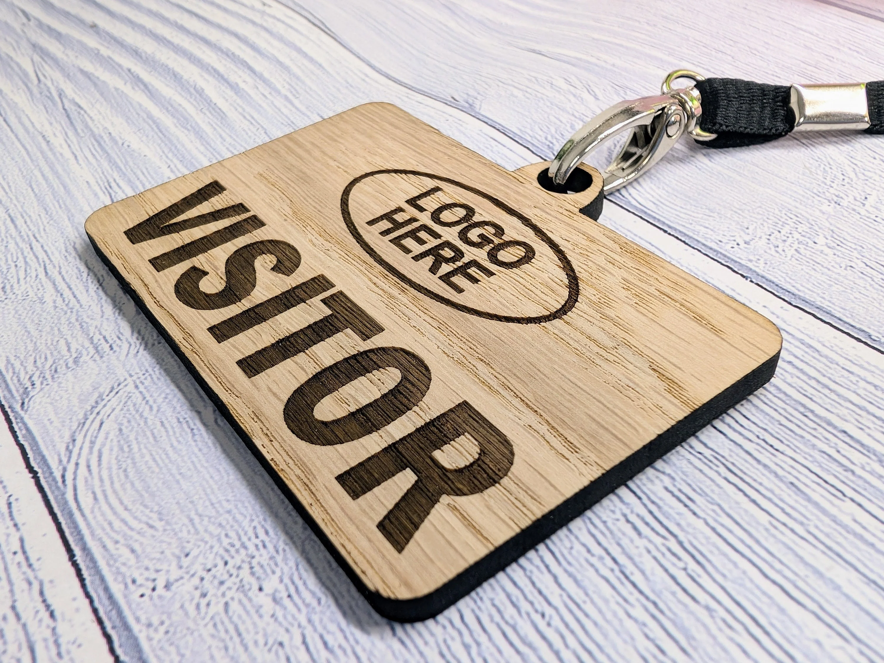 Eco-Friendly Wooden Visitor & Contractor Passes | Personalised Oak Veneer Reusable Visitor Management with Eco Lanyards, Building Safety - Image 5