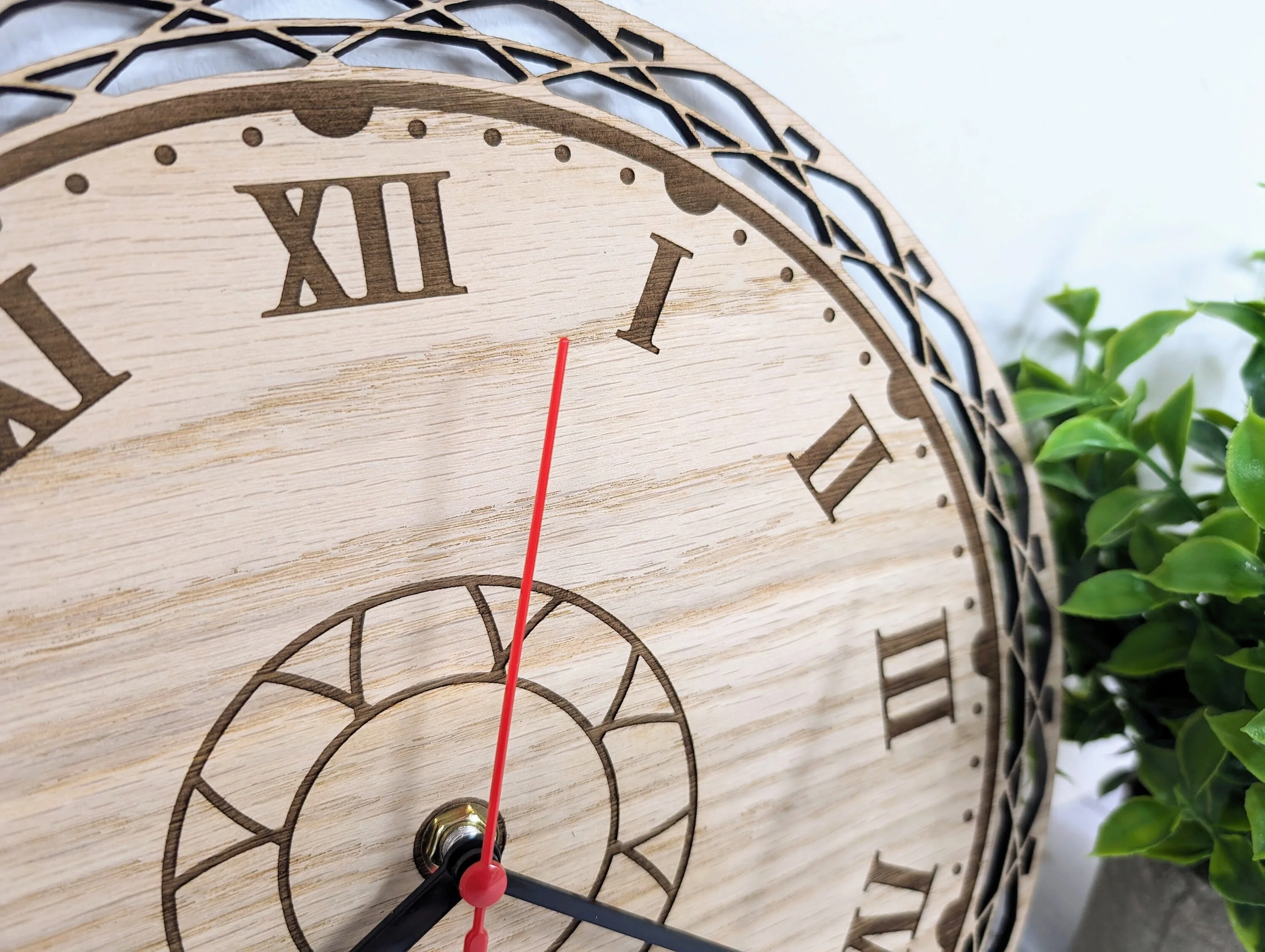 Engraved Wooden Clock - Decorative Border - Image 3