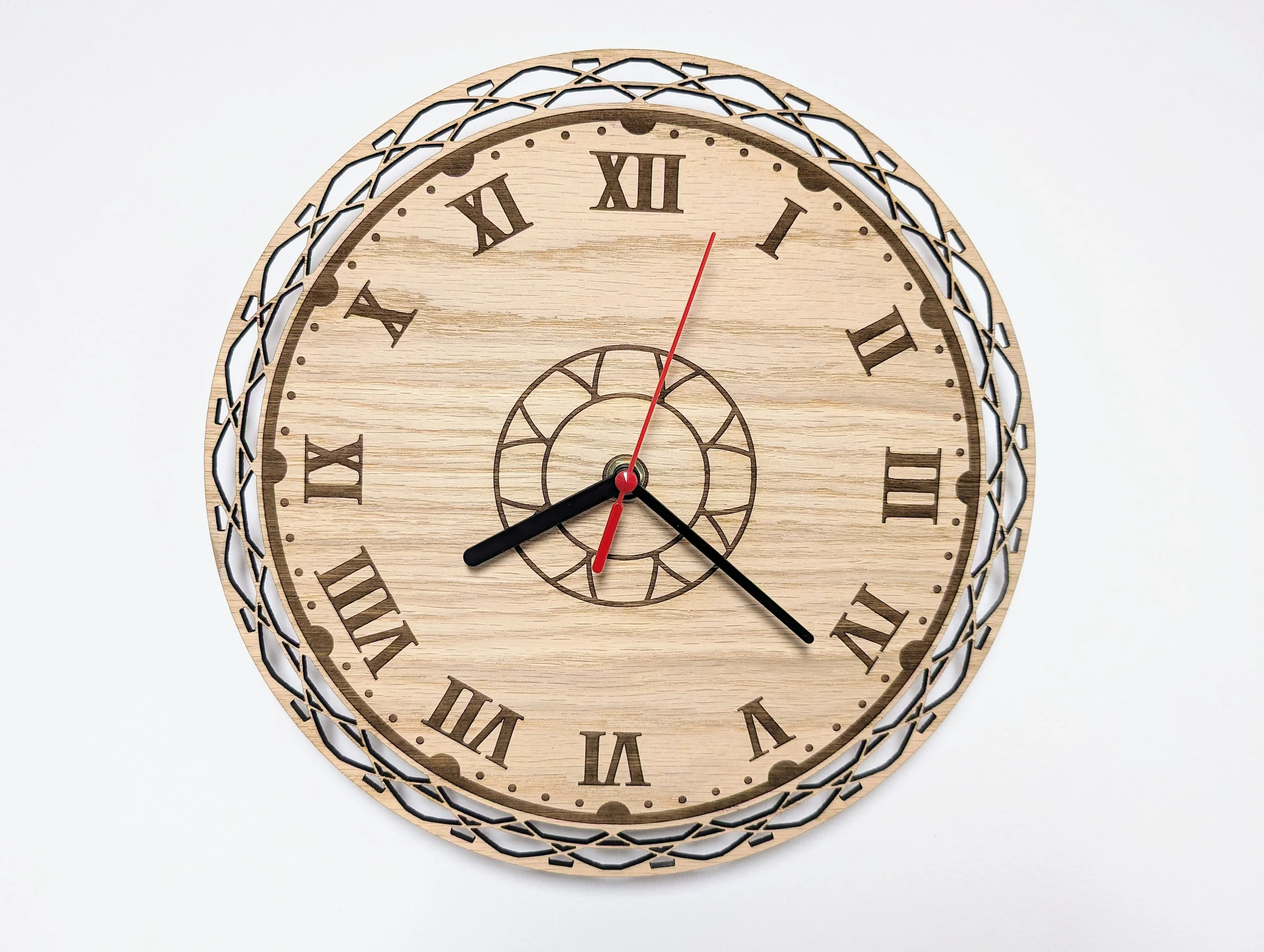 Engraved Wooden Clock - Decorative Border - Image 4