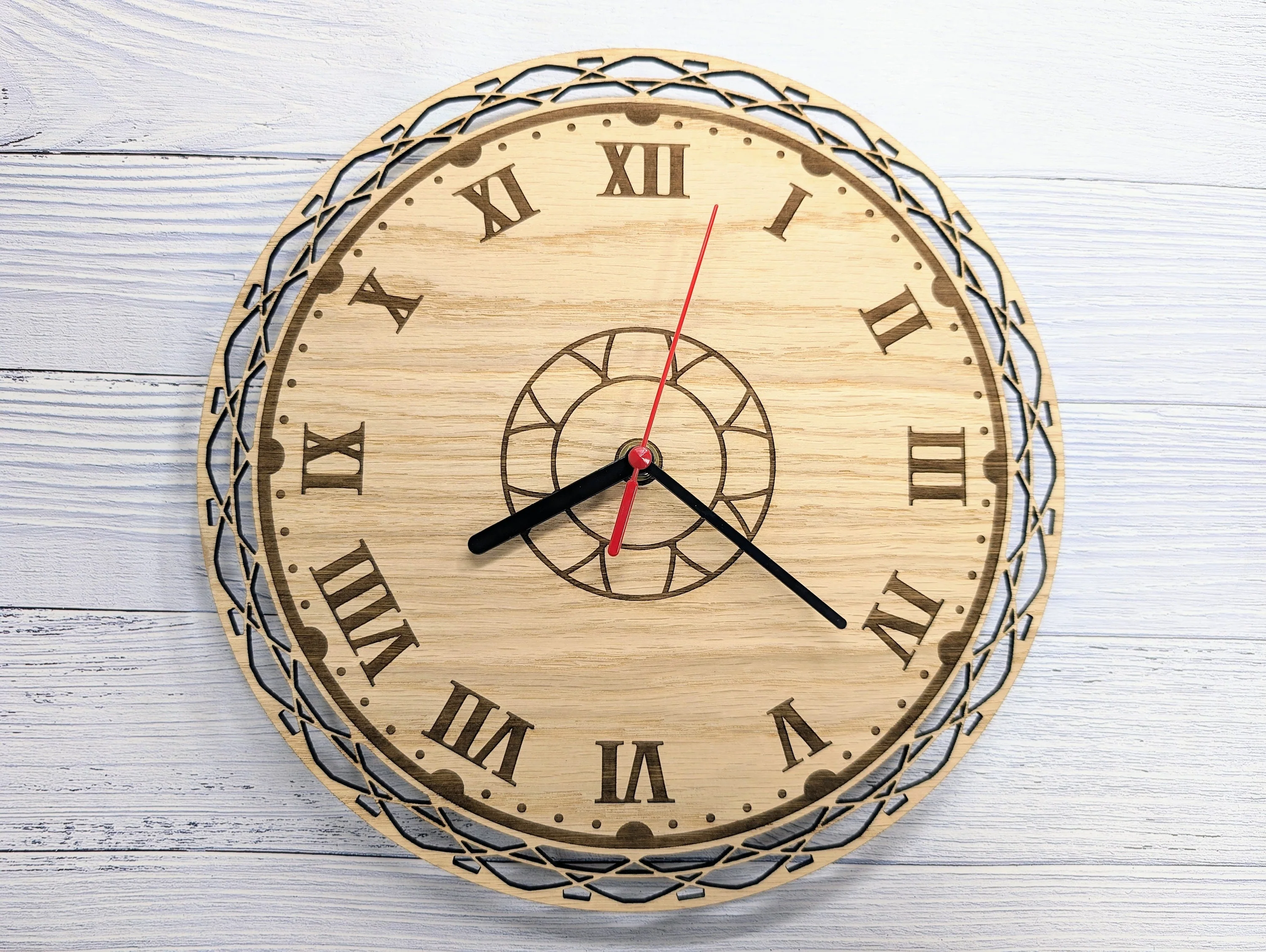 Engraved Wooden Clock - Decorative Border - Image 6
