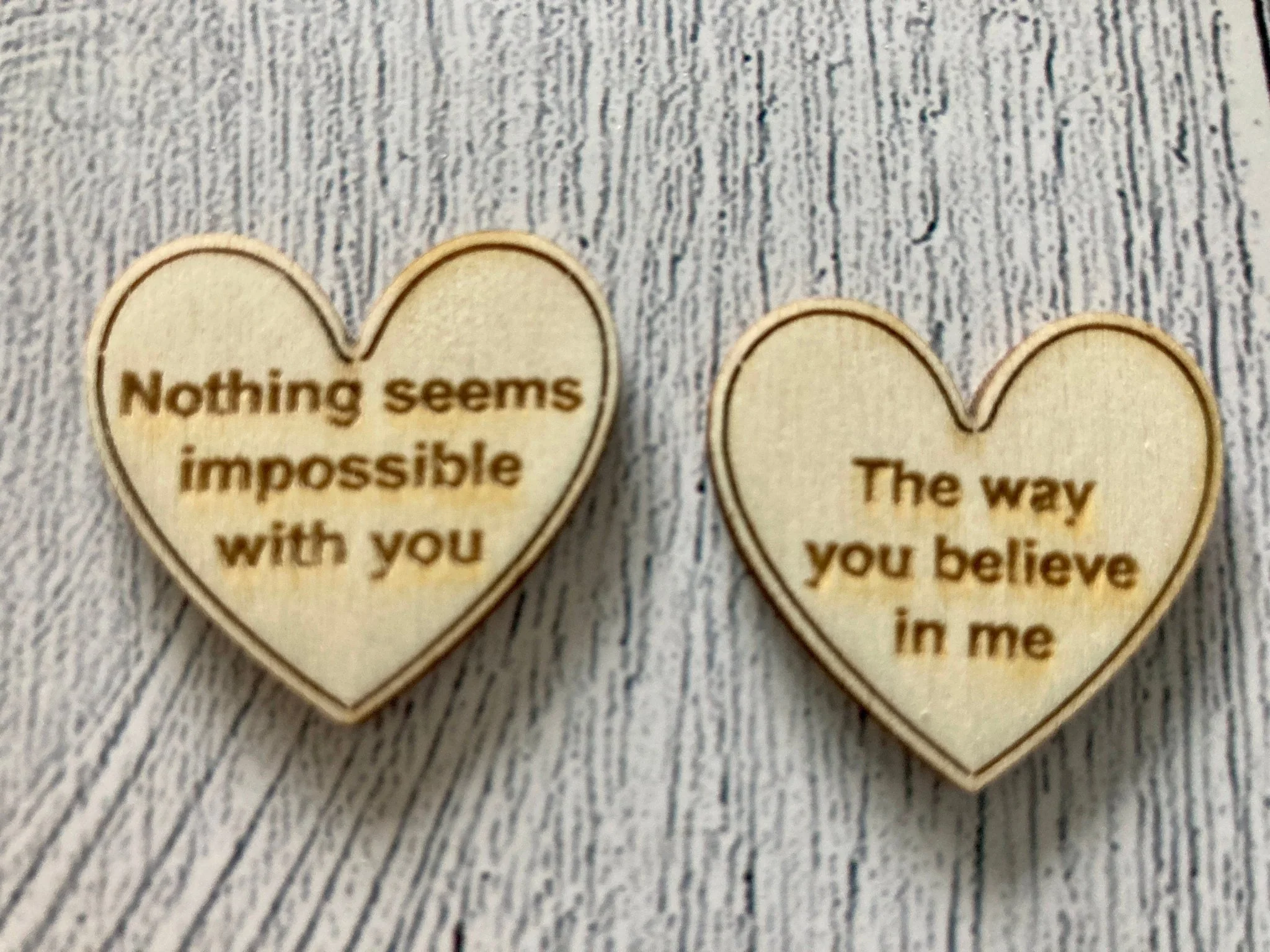 Engraved Wooden Love Tokens, Personalised Love Messages, Romantic Gift - Image 3