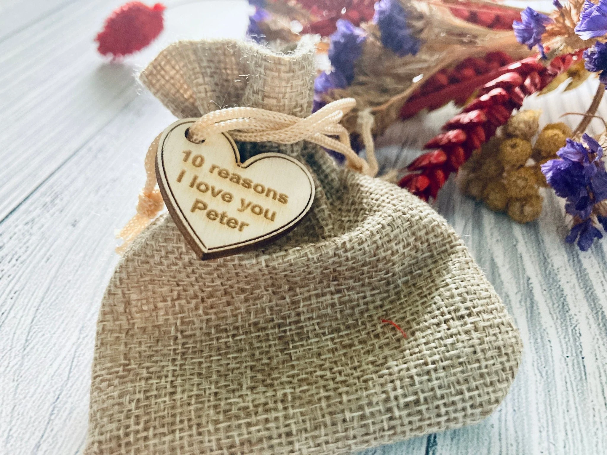 Engraved Wooden Love Tokens, Personalised Love Messages, Romantic Gift - Image 6