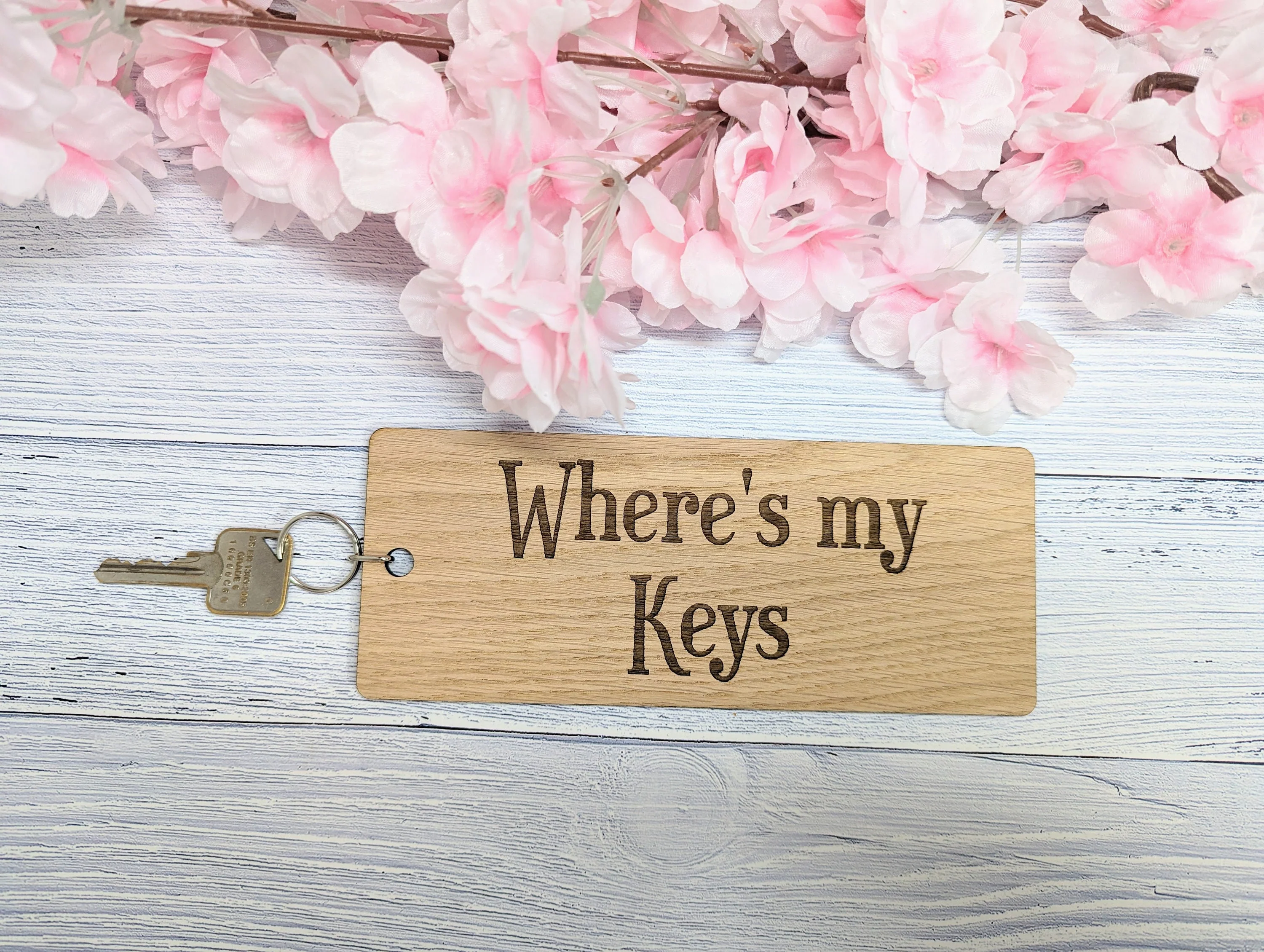 Extra-Large 200x80mm "Where's My Keys" Wooden Keyring - Ideal for First Car, New Home, or Those Who Misplace Keys - Image 2