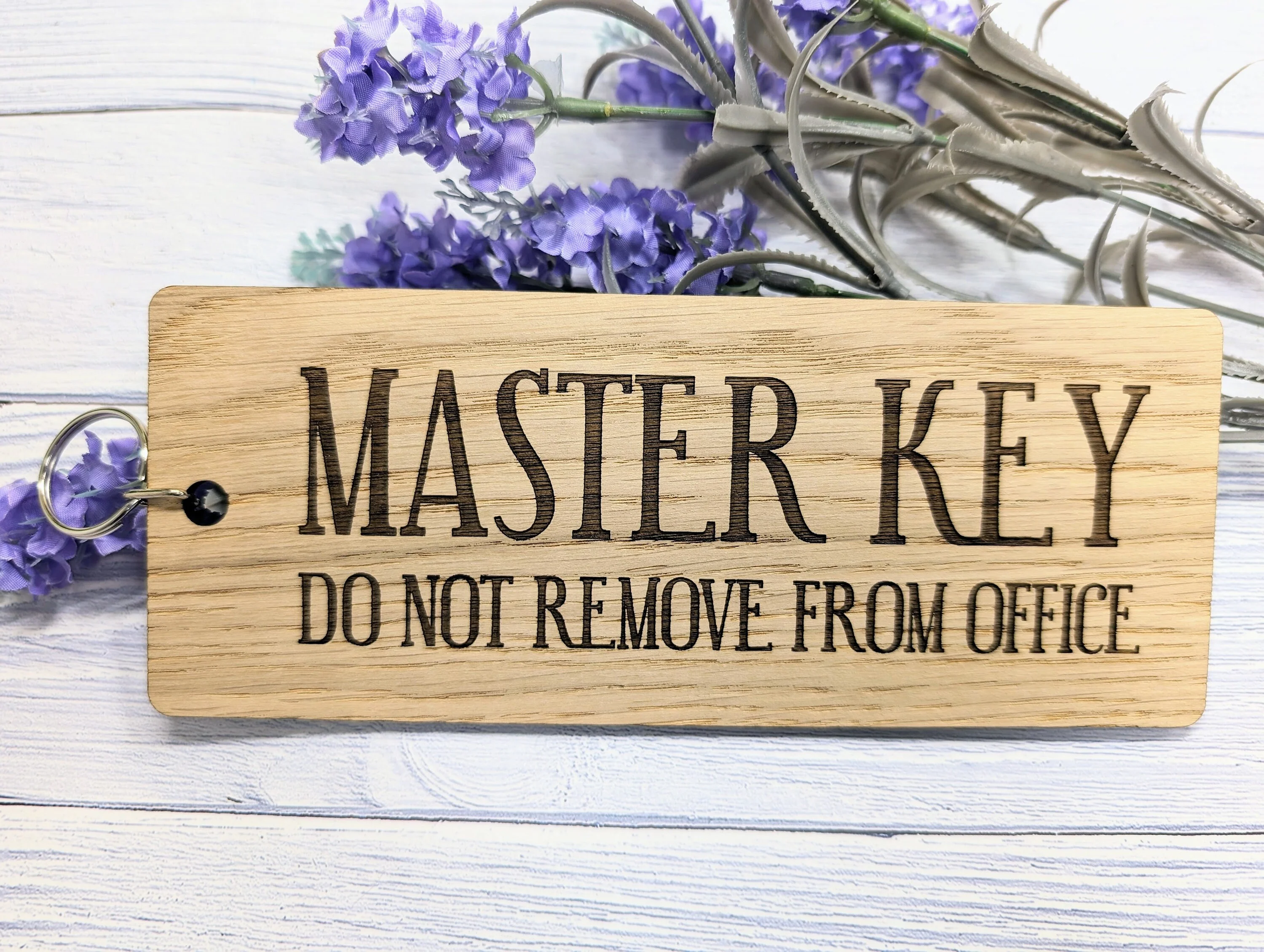 Extra-Large Wooden Keyring 'Master Key - Do Not Remove From Office' - Ideal for Important Keys | Handcrafted in Wales, Eco-Friendly Oak - Image 5