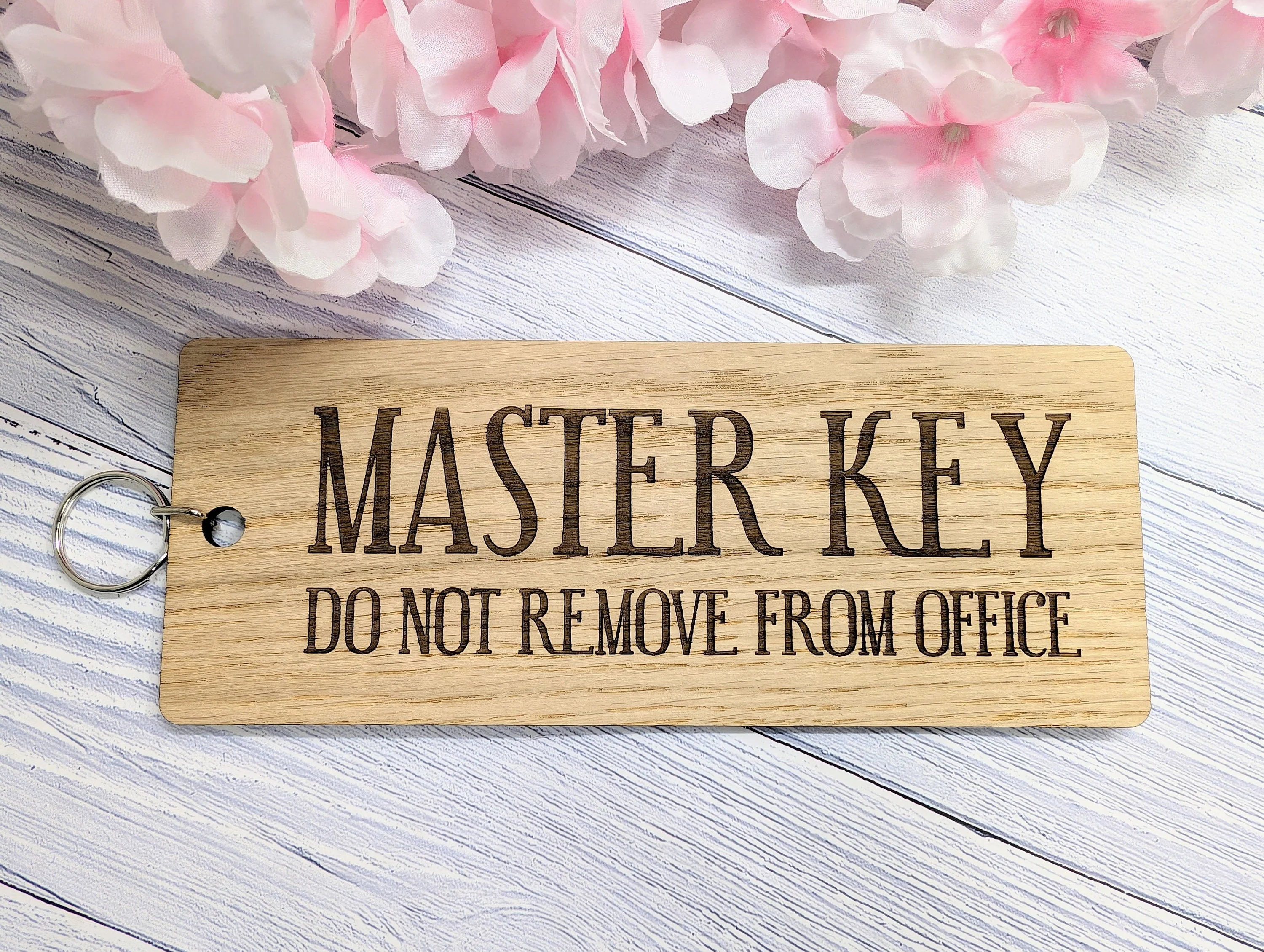 Extra-Large Wooden Keyring 'Master Key - Do Not Remove From Office' - Ideal for Important Keys | Handcrafted in Wales, Eco-Friendly Oak - Image 6