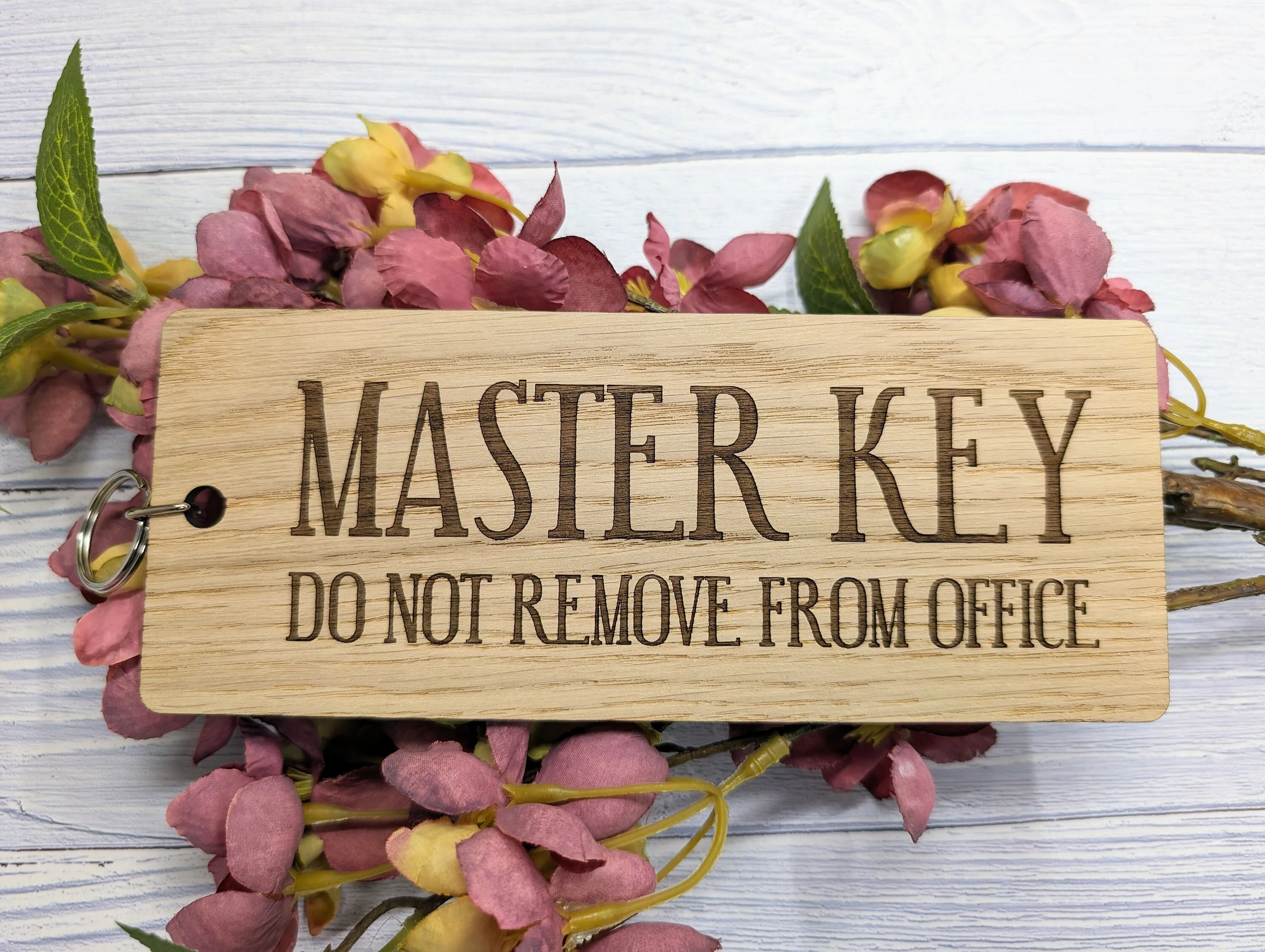 Extra-Large Wooden Keyring 'Master Key - Do Not Remove From Office' - Ideal for Important Keys | Handcrafted in Wales, Eco-Friendly Oak - Image 9