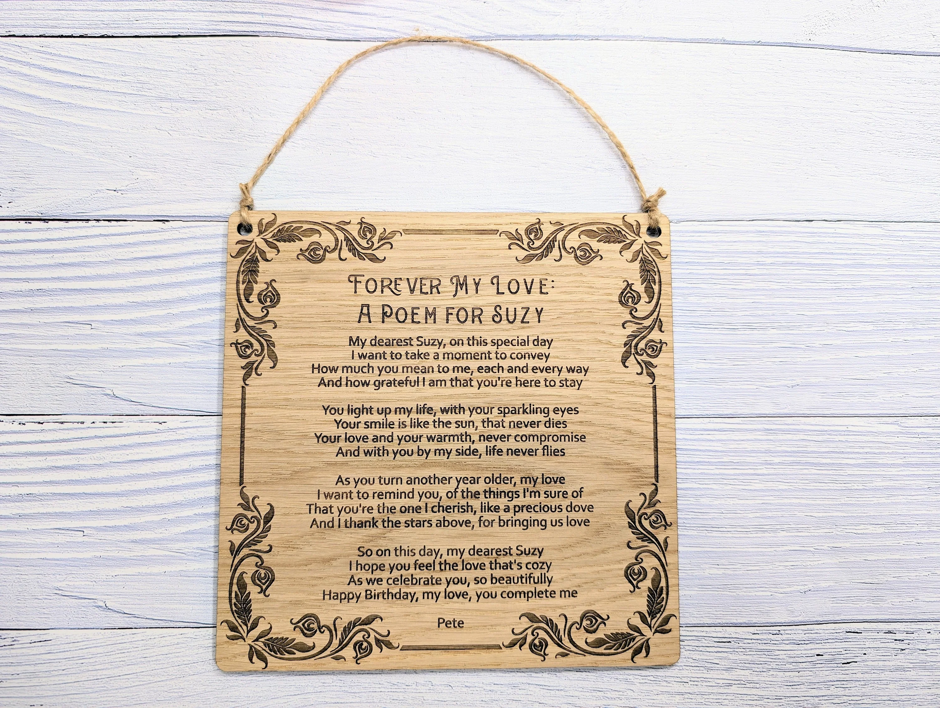 Floral Art Deco Engraved Sign | Customisable Poem or Message | Oak Veneer MDF | Elegant Home & Office Decor | Eco-Conscious Design - Image 5