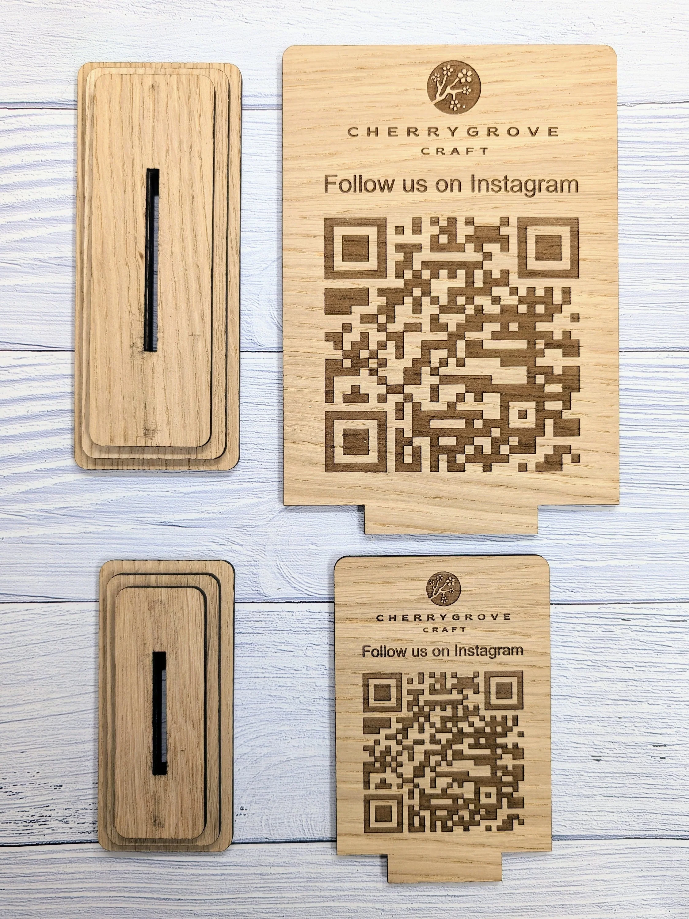 Follow Us on Instagram - QR Code - Custom Wooden Table Sign, Personalised Logo & Social Media Link, Eco-Friendly, Business Use, 2 Sizes - Image 9