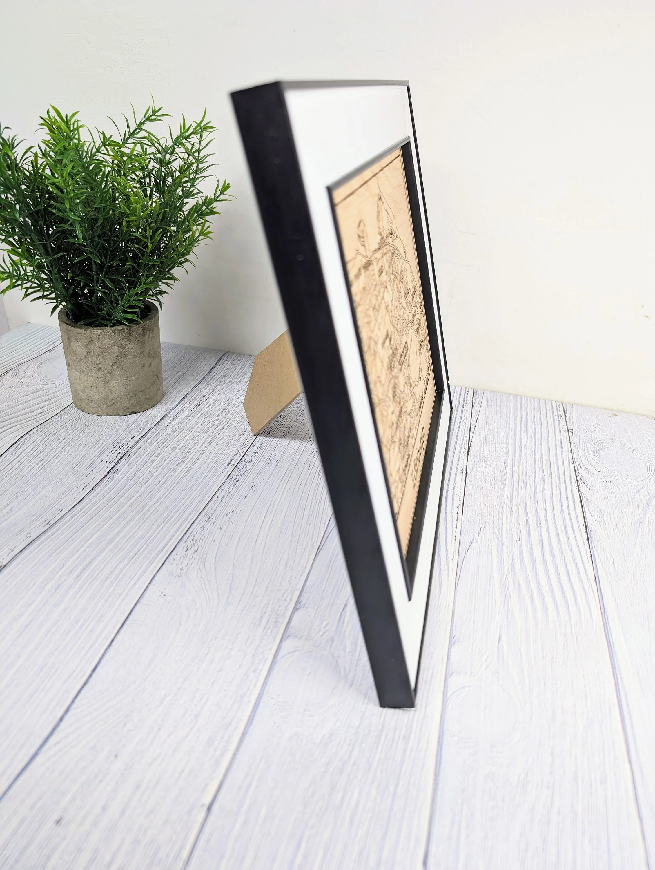 Framed Wooden Edinburgh Map - Oak Cityscape Art, Table/Wall Decor | 253x202mm, Monochrome Frame, Scottish Capital - Image 6