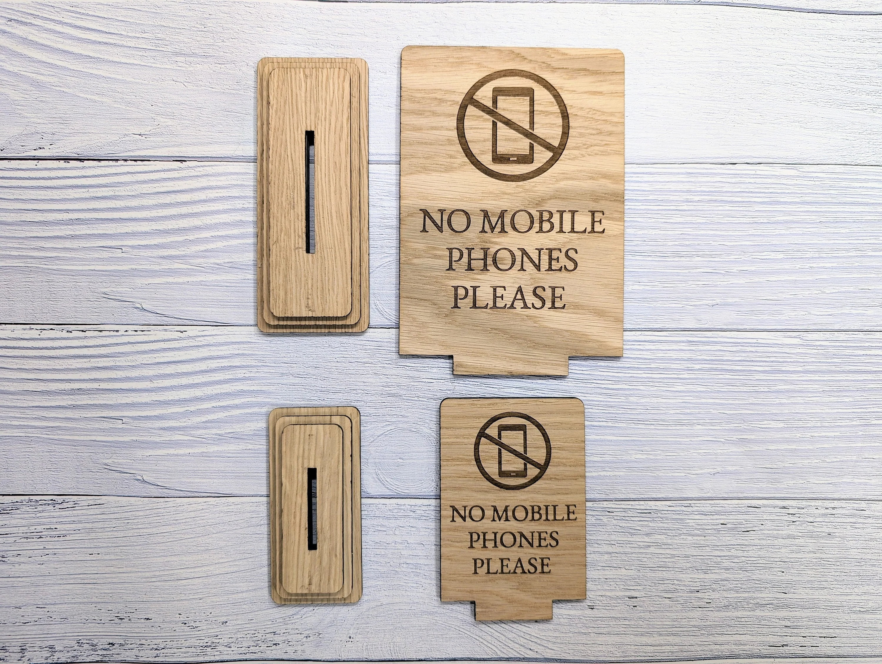 Freestanding "No Mobile Phones Please" Wooden Table Sign, Oak Finish, Ideal for Cafes, Restaurants & Public Spaces etc, 2 Sizes, Signage - Image 7