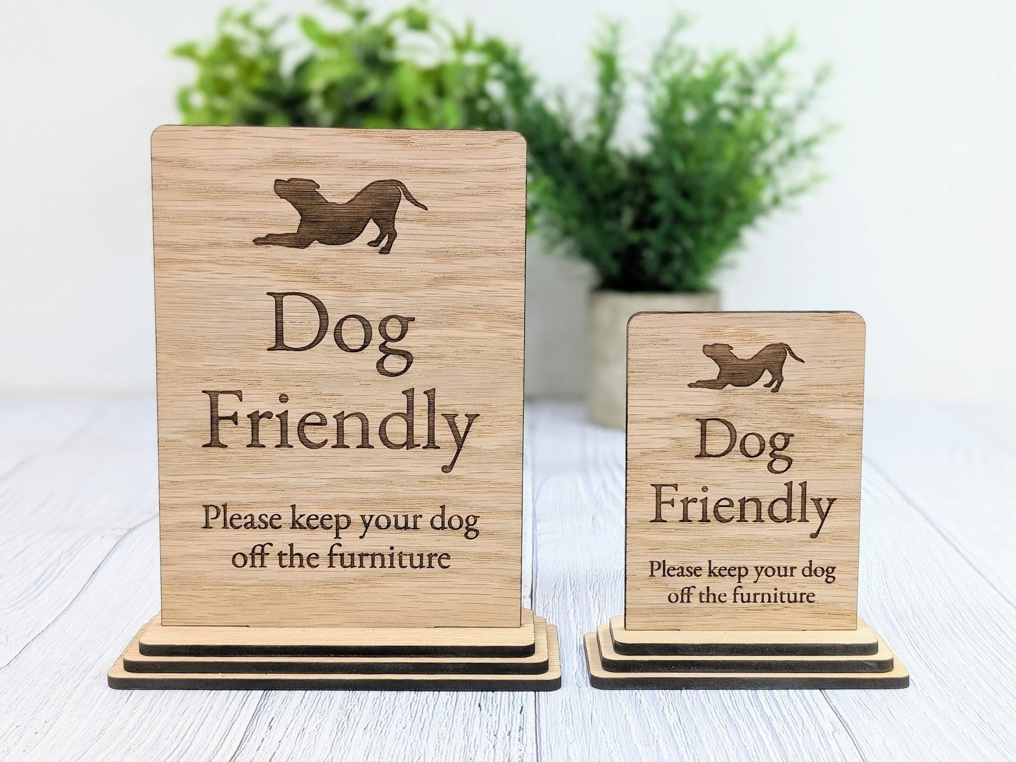 Oak Finish Dog Off Furniture Sign: Freestanding Wooden Table Sign - Image 5