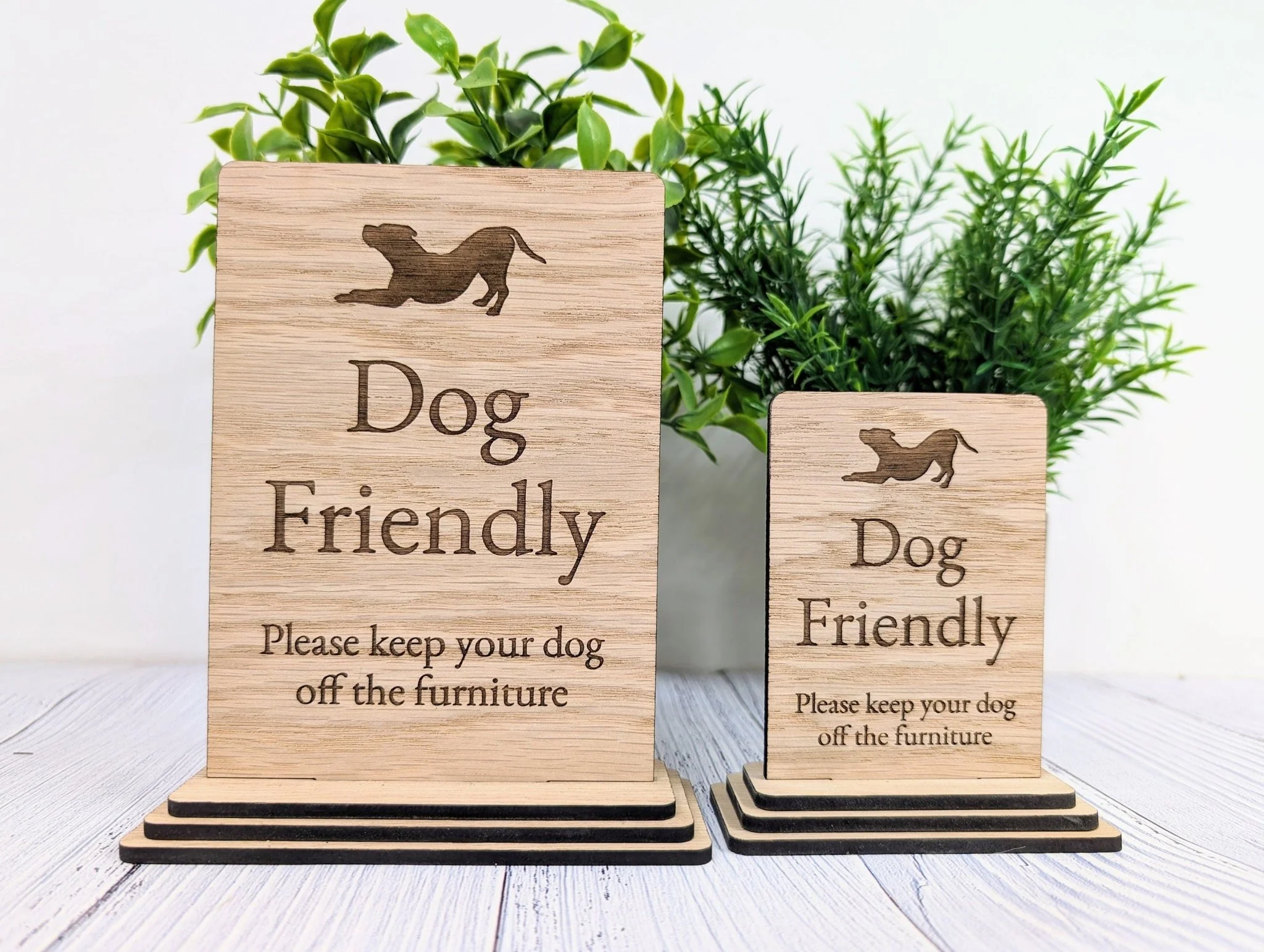 Oak Finish Dog Off Furniture Sign: Freestanding Wooden Table Sign - Image 6