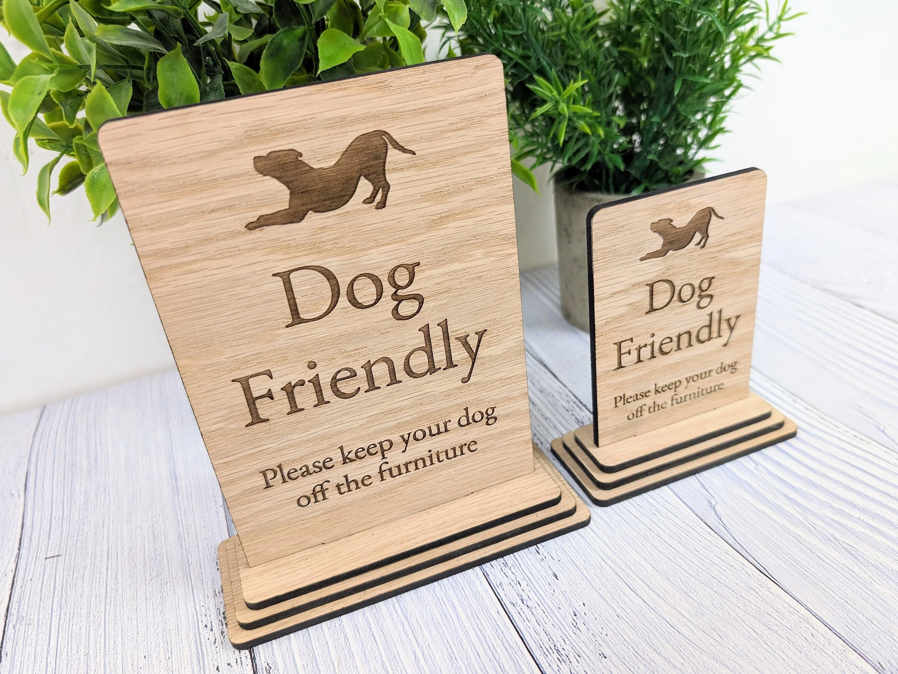 Freestanding "Please Keep Your Dog Off The Furniture" Wooden Table Sign, Oak Finish, Ideal for Homes, AirBnBs & Rental Properties - Image 4