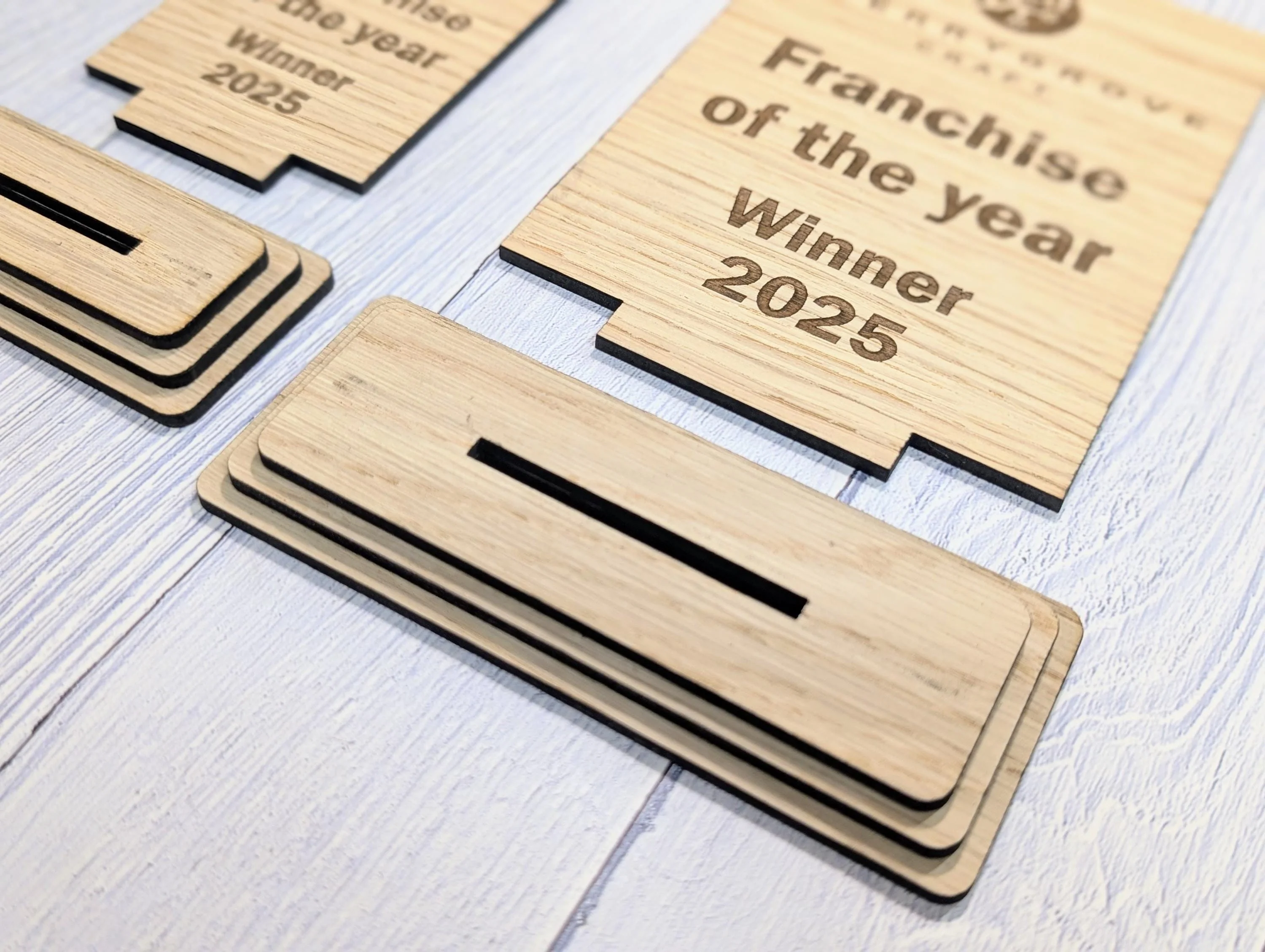 Freestanding Wooden Business Award Trophy – Custom Text & Logo – Franchise of the Year Example – Eco Friendly, Flat Pack, 2 Sizes - Image 7