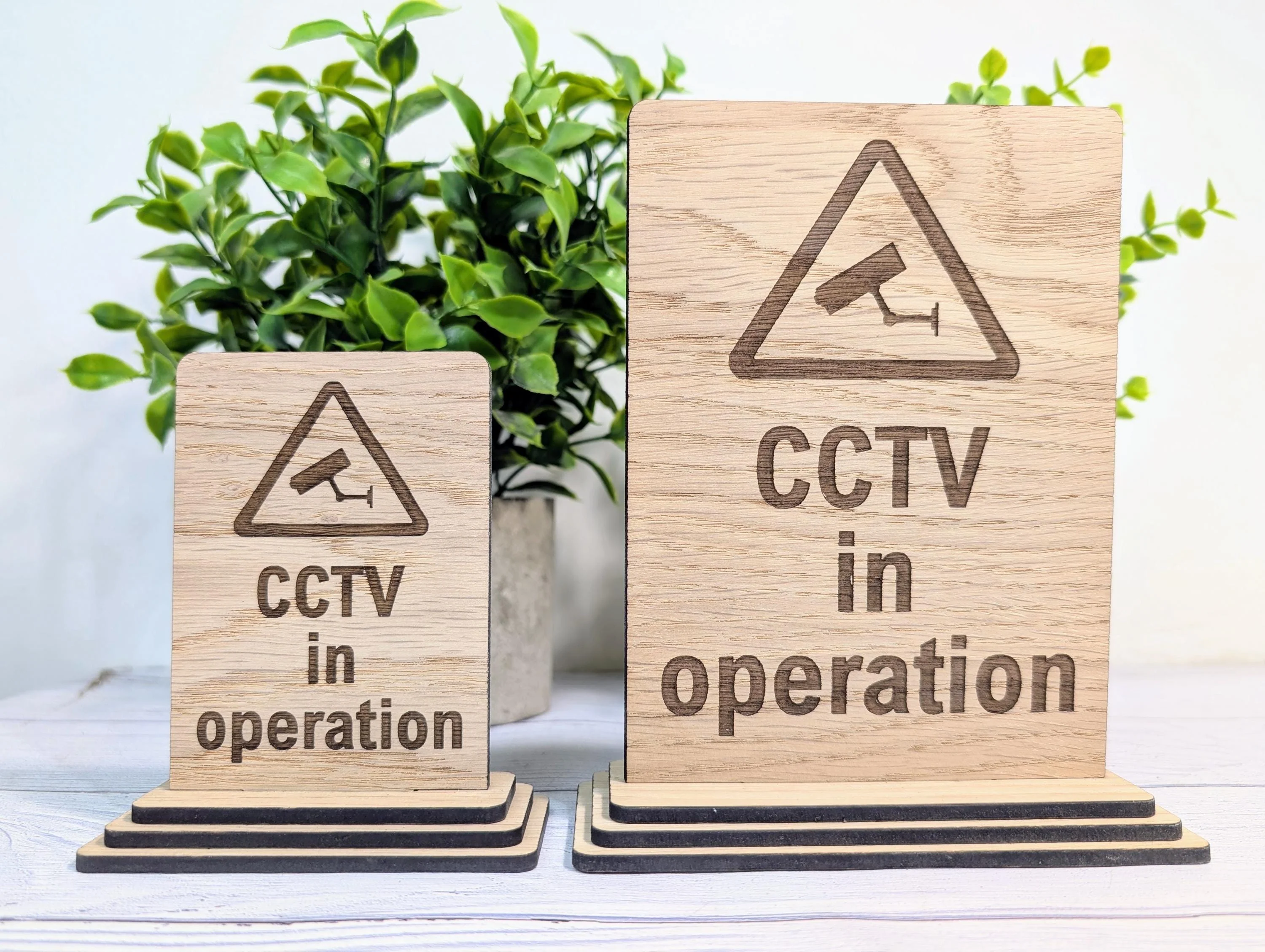 Freestanding Wooden CCTV in Operation Sign – Engraved Security Notice for Businesses, Shops & Public Spaces - Oak Business Signage - Image 2