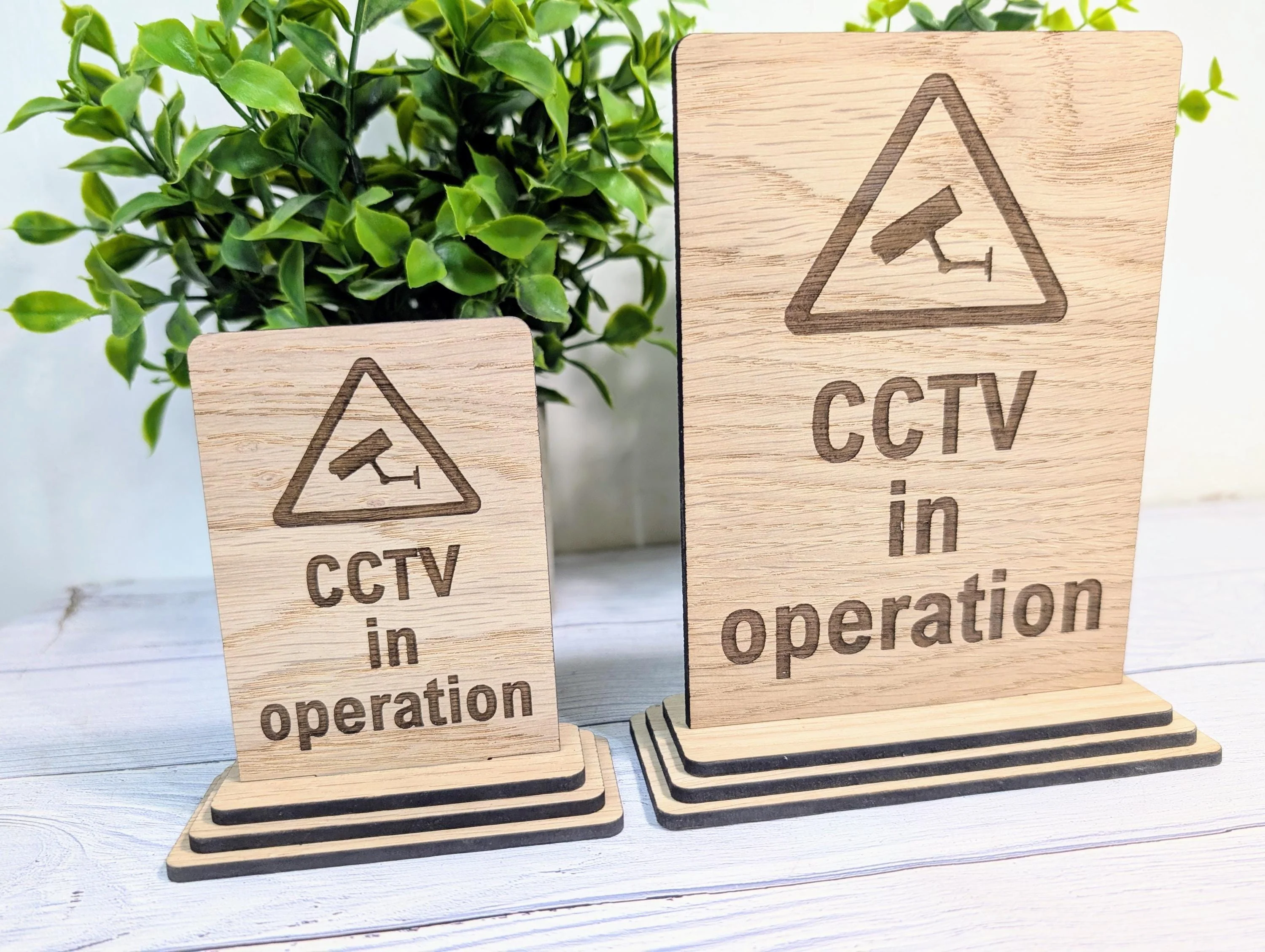 Freestanding Wooden CCTV in Operation Sign – Engraved Security Notice for Businesses, Shops & Public Spaces - Oak Business Signage - Image 3