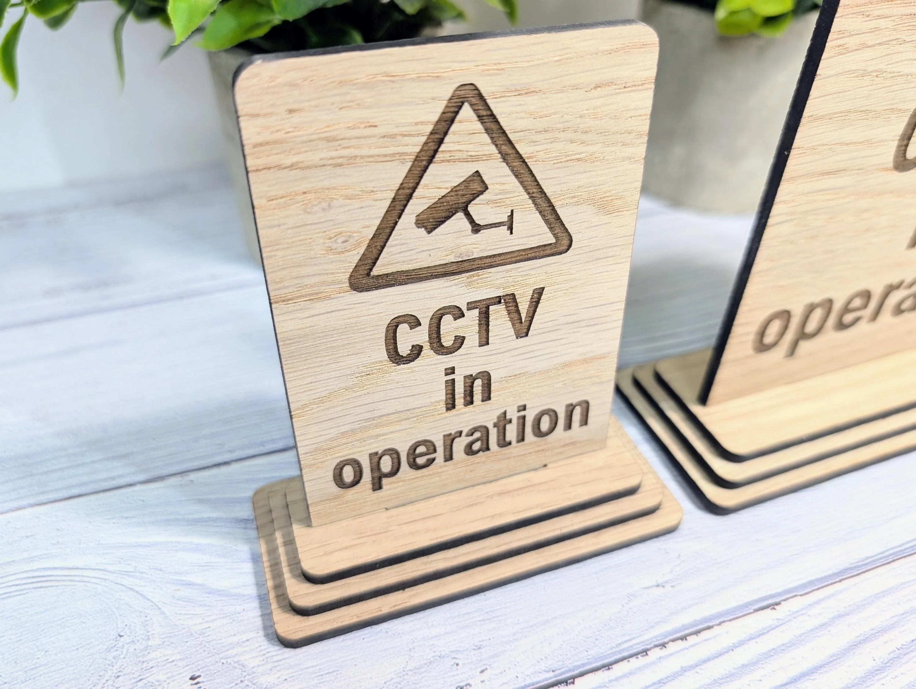 Freestanding Wooden CCTV in Operation Sign – Engraved Security Notice for Businesses, Shops & Public Spaces - Oak Business Signage - Image 4