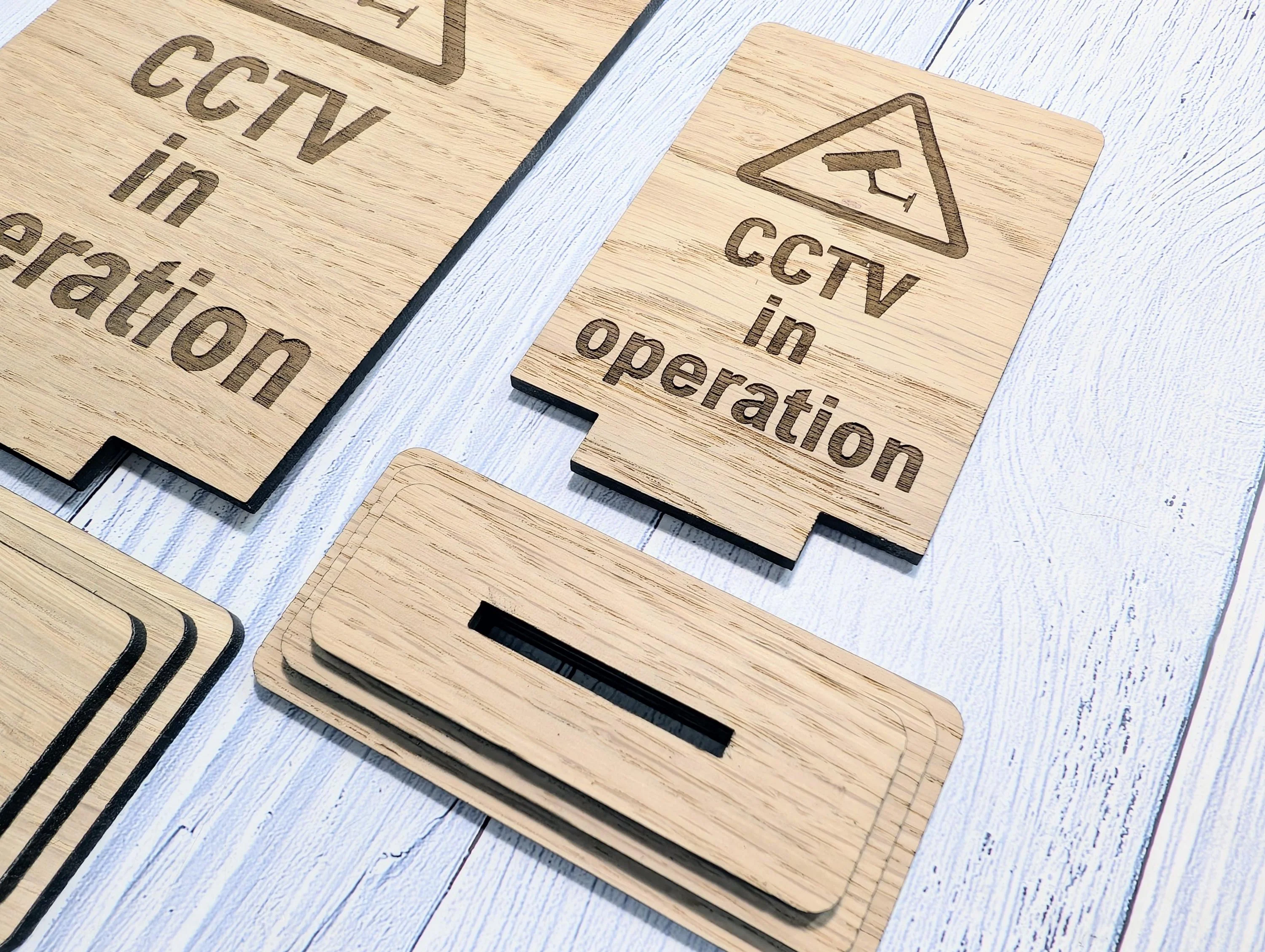 Freestanding Wooden CCTV in Operation Sign – Engraved Security Notice for Businesses, Shops & Public Spaces - Oak Business Signage - Image 7