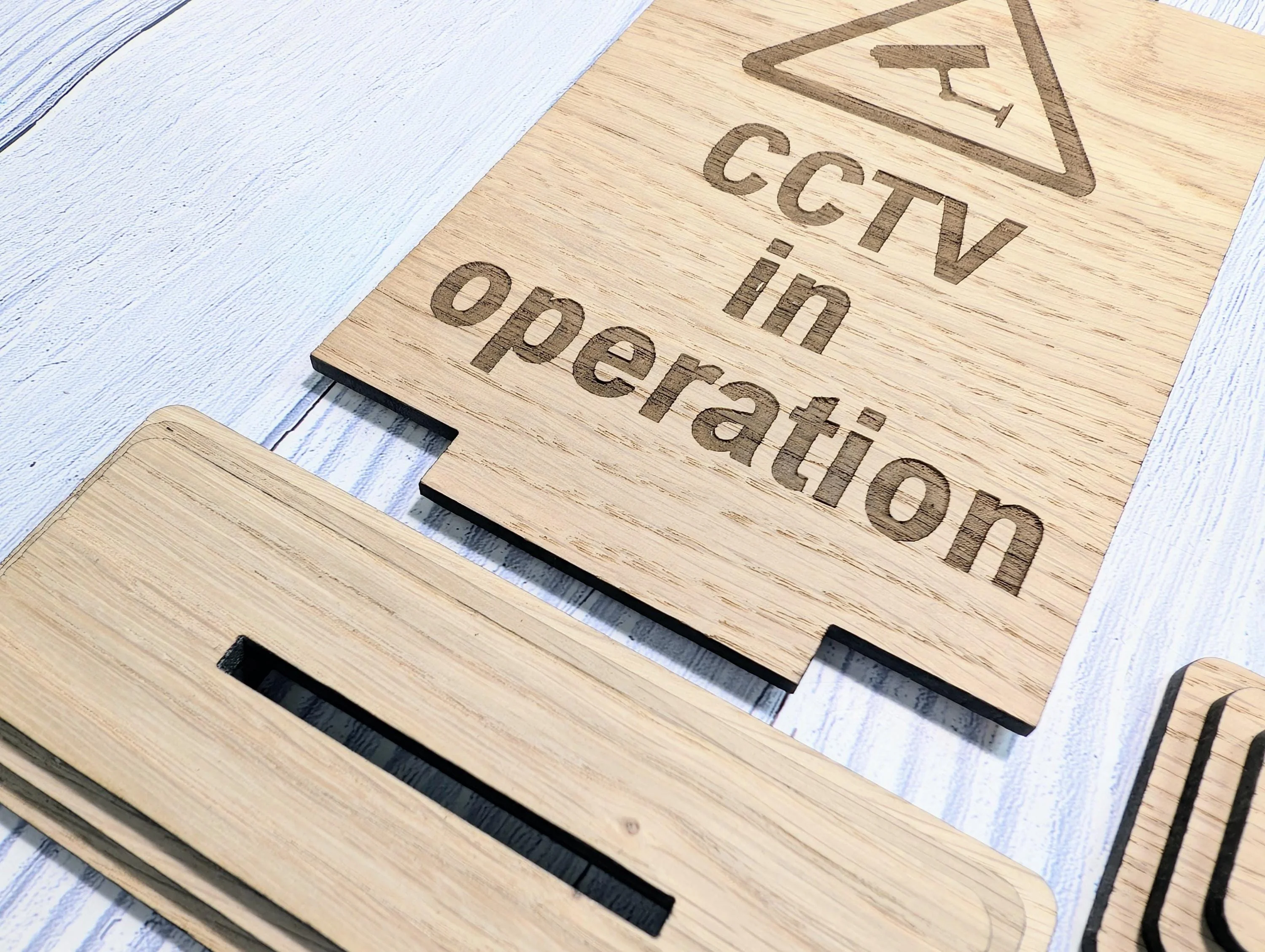 Freestanding Wooden CCTV in Operation Sign – Engraved Security Notice for Businesses, Shops & Public Spaces - Oak Business Signage - Image 9
