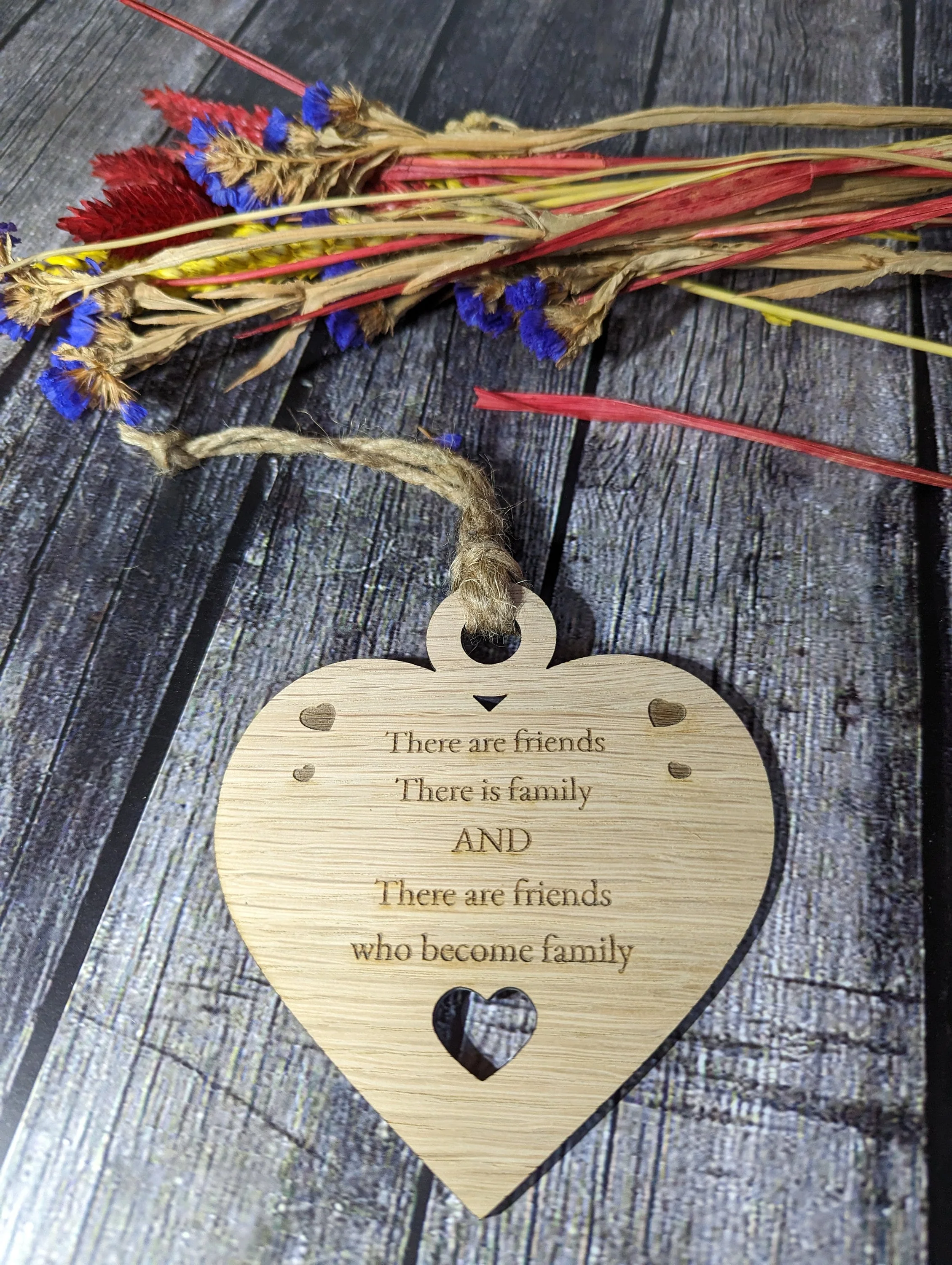 Friends Heart Shaped Sign, Friend Gift, Choice of Quote, Oak - Image 4