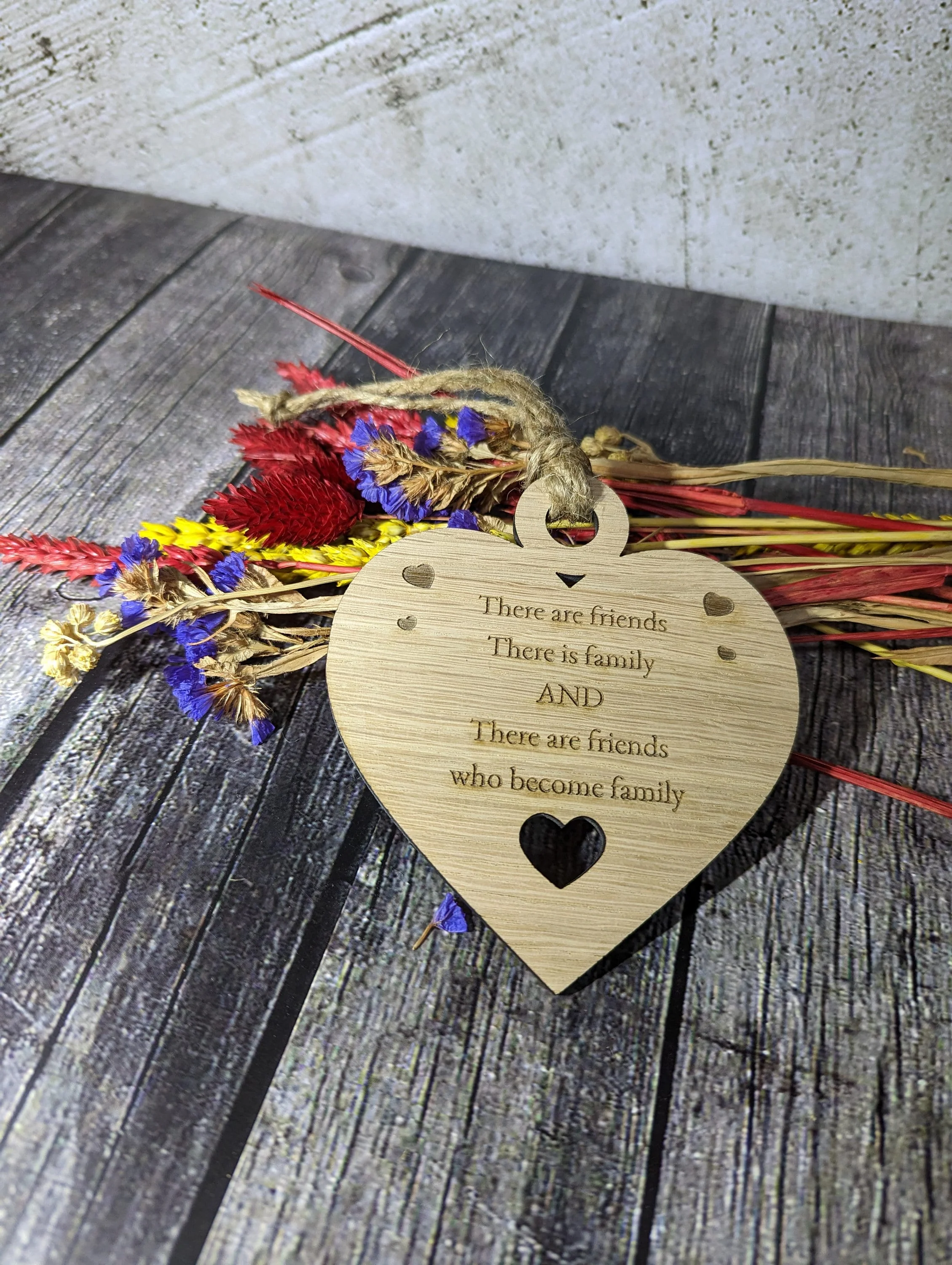 Friends Heart Shaped Sign, Friend Gift, Choice of Quote, Oak - Image 6