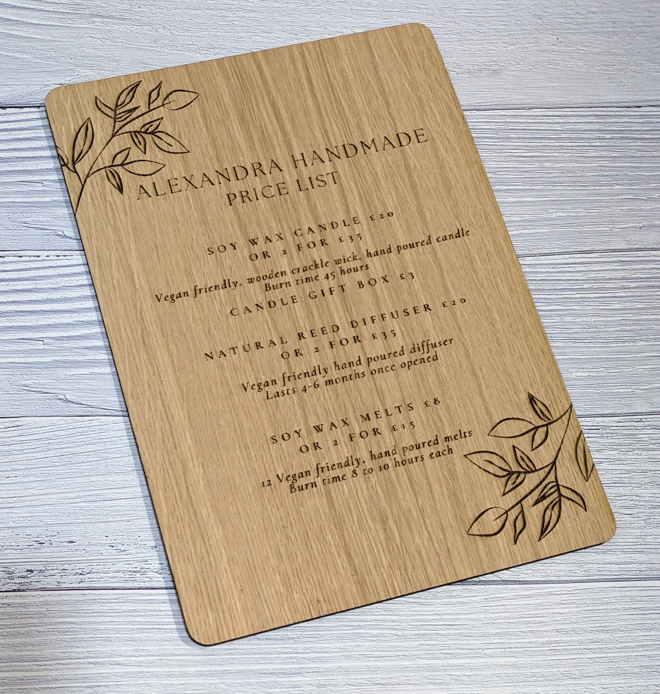 Fully Personalisable Double-Sided Wooden Sign with Optional Stand | Custom Text | Oak Veneer | Door Sign | Handcrafted in the UK - Image 7