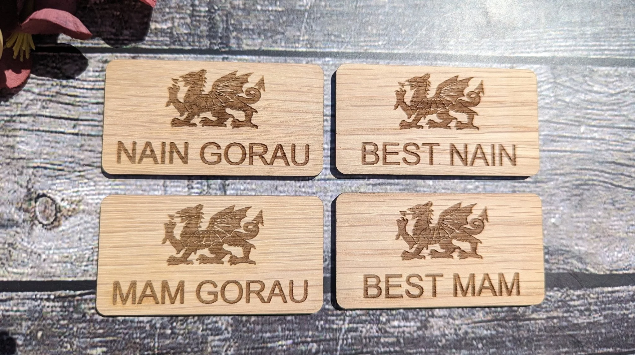 Fun Welsh Wooden Name Badges | Best Mam, Best Nain, Mam Gorau, Nain Gorau - Image 3