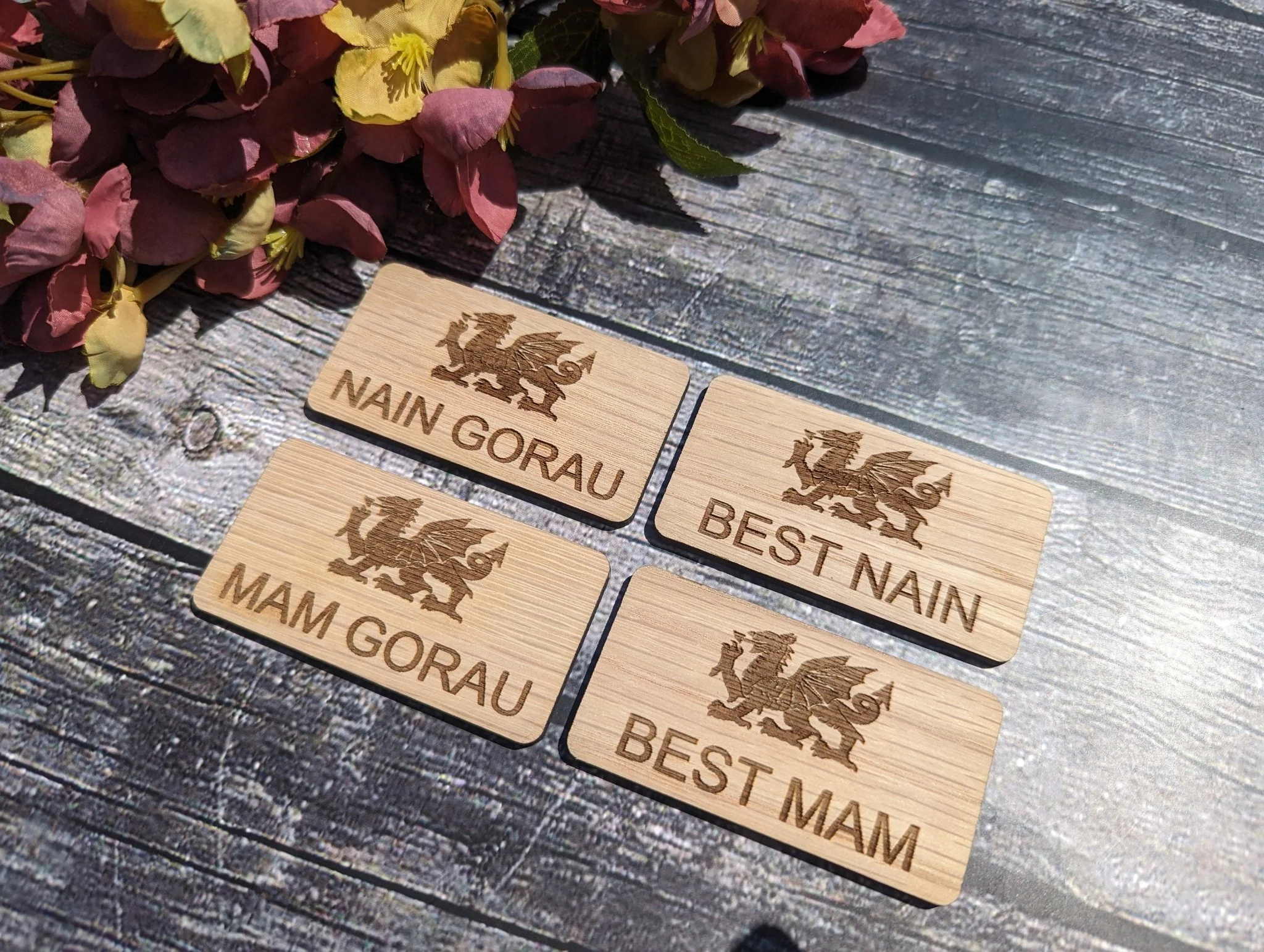 Fun Welsh Wooden Name Badges | Best Mam, Best Nain, Mam Gorau, Nain Gorau - Image 4