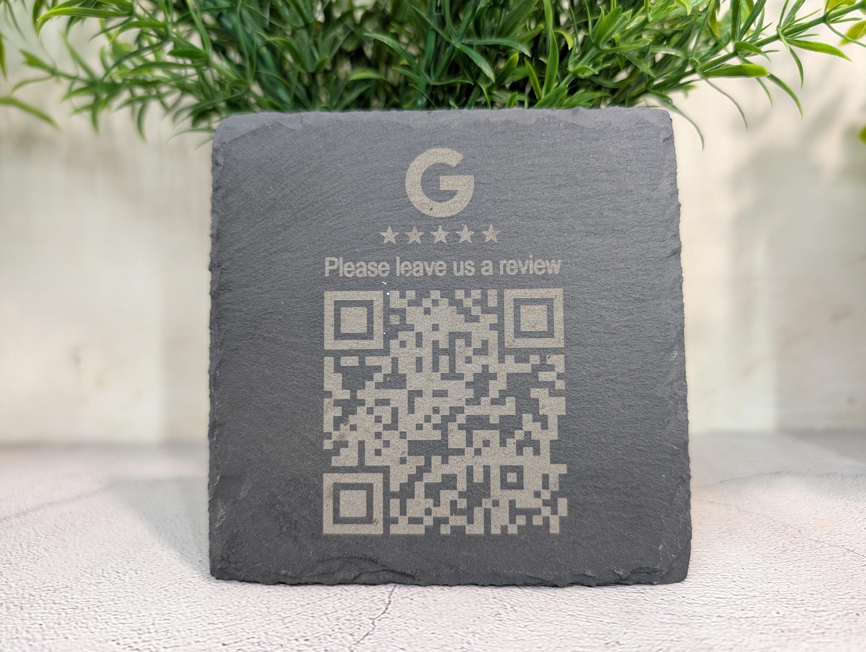 Google Review Slate Coaster – Engraved QR Code Review Gift for Businesses, Handmade in Wales, Plastic-Free Packaging - Image 4