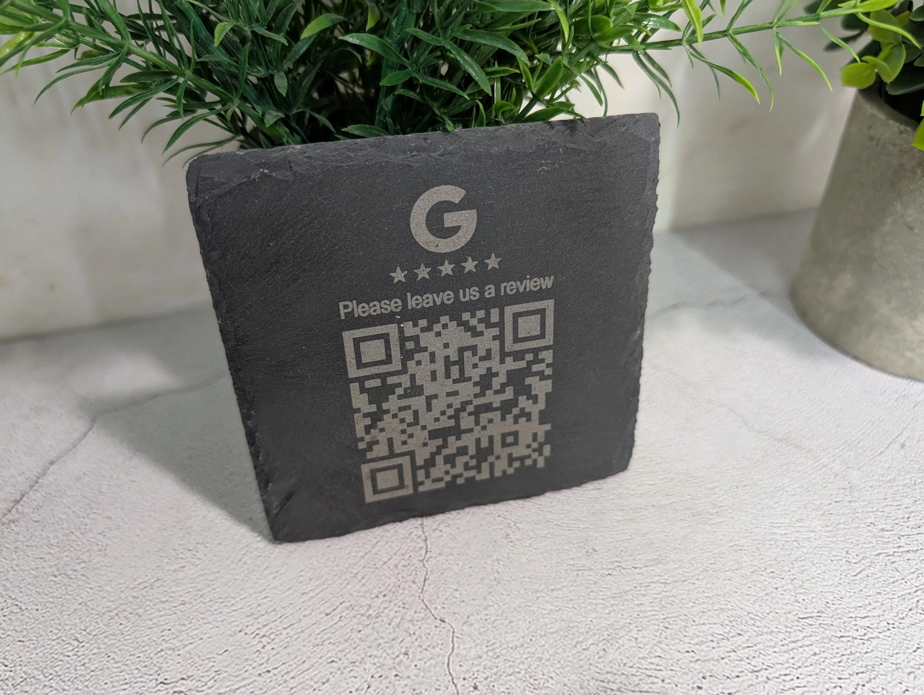 Google Review Slate Coaster – Engraved QR Code Review Gift for Businesses, Handmade in Wales, Plastic-Free Packaging - Image 5