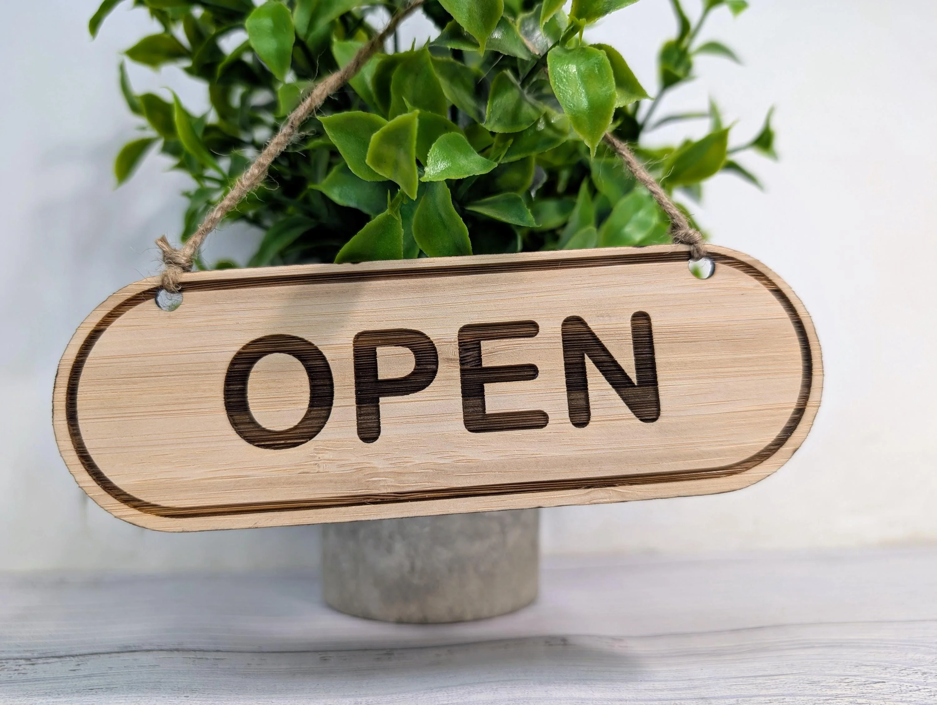 Hand-crafted Bamboo Open/Closed Sign - Double-Sided, Eco-Friendly, 4 Sizes - Image 3