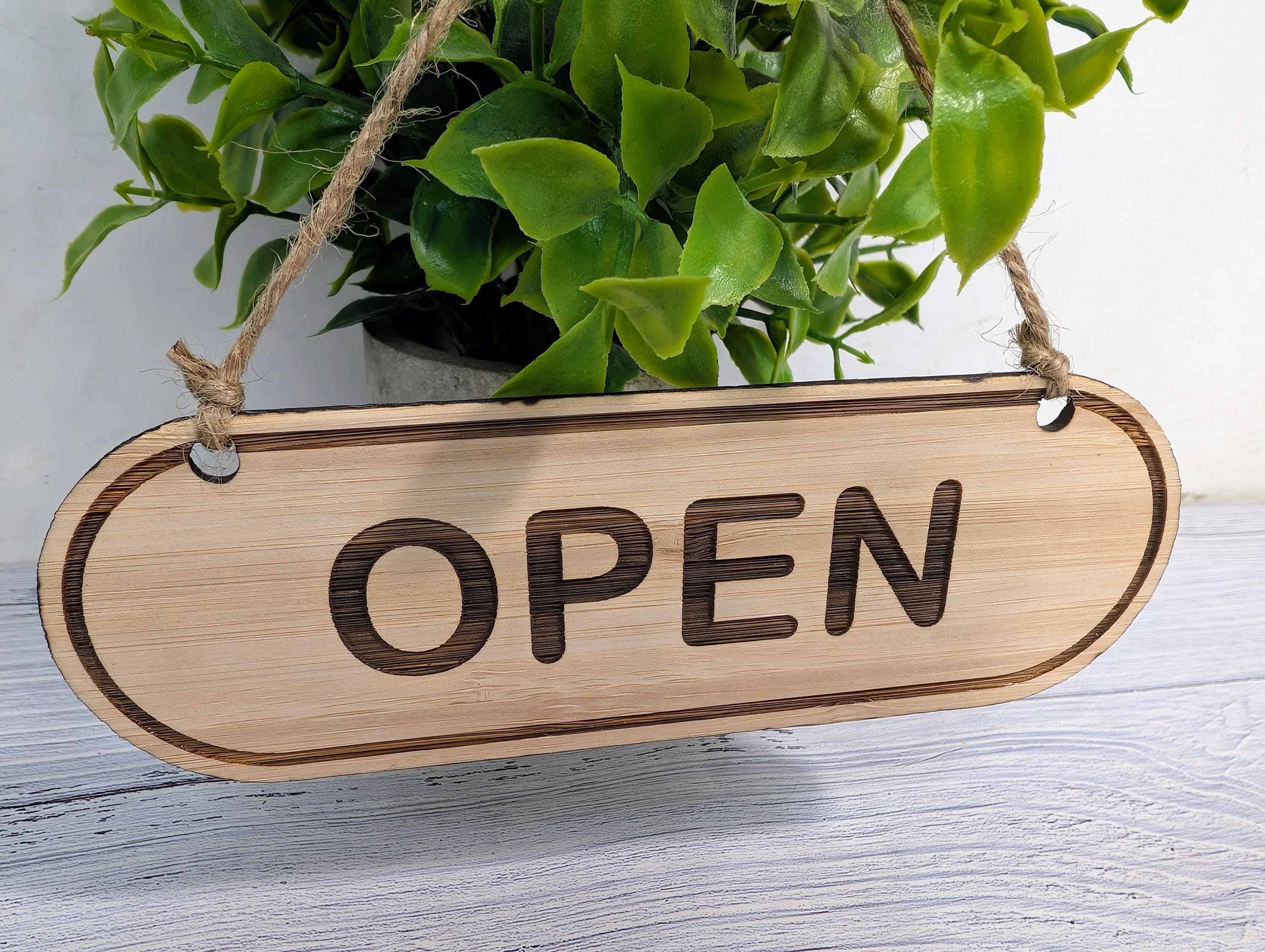 Hand-crafted Bamboo Open/Closed Sign - Double-Sided, Eco-Friendly, 4 Sizes - Image 4