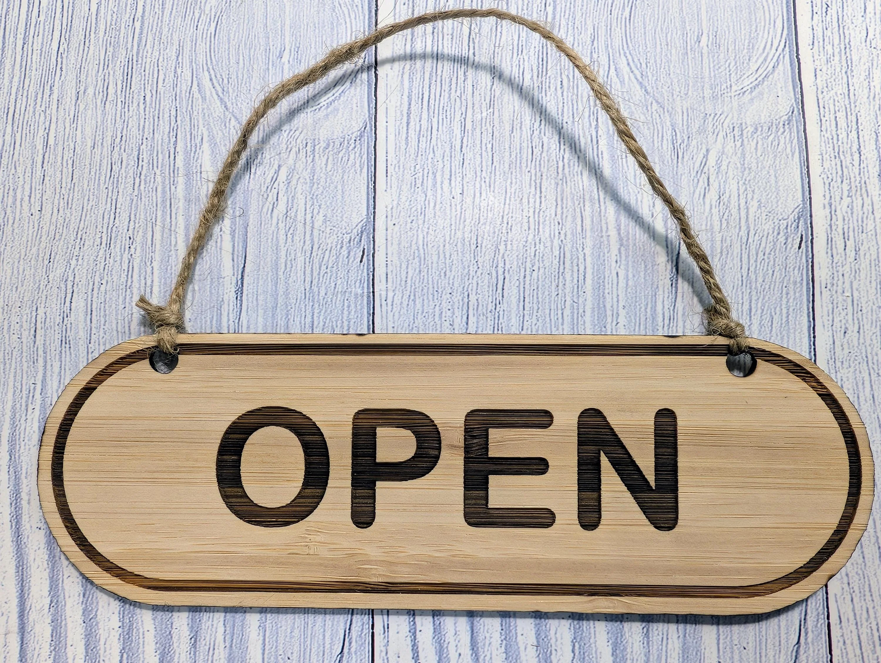 Hand-crafted Bamboo Open/Closed Sign - Double-Sided, Eco-Friendly, 4 Sizes - Image 5