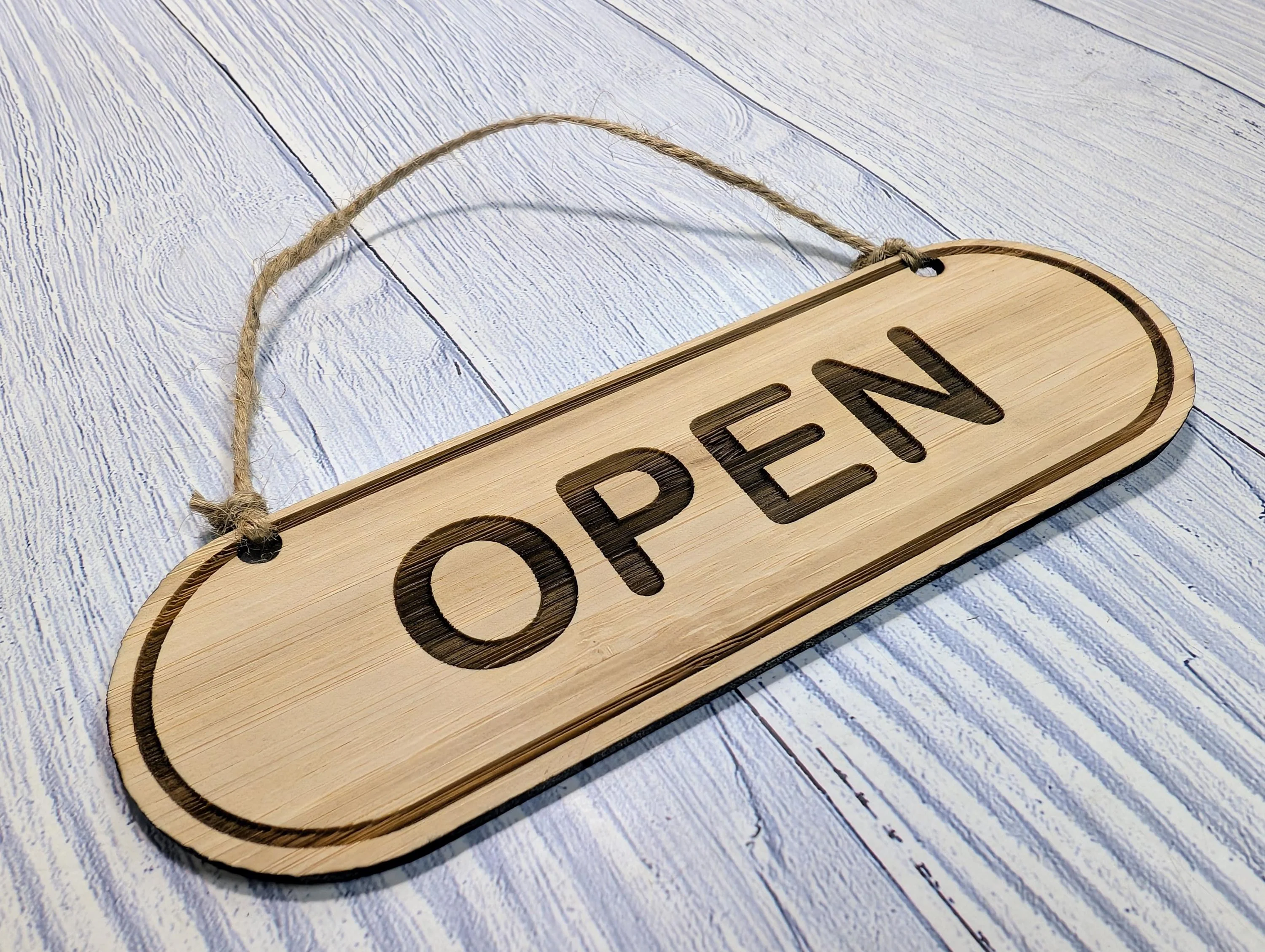 Hand-crafted Bamboo Open/Closed Sign - Double-Sided, Eco-Friendly, 4 Sizes - Image 6