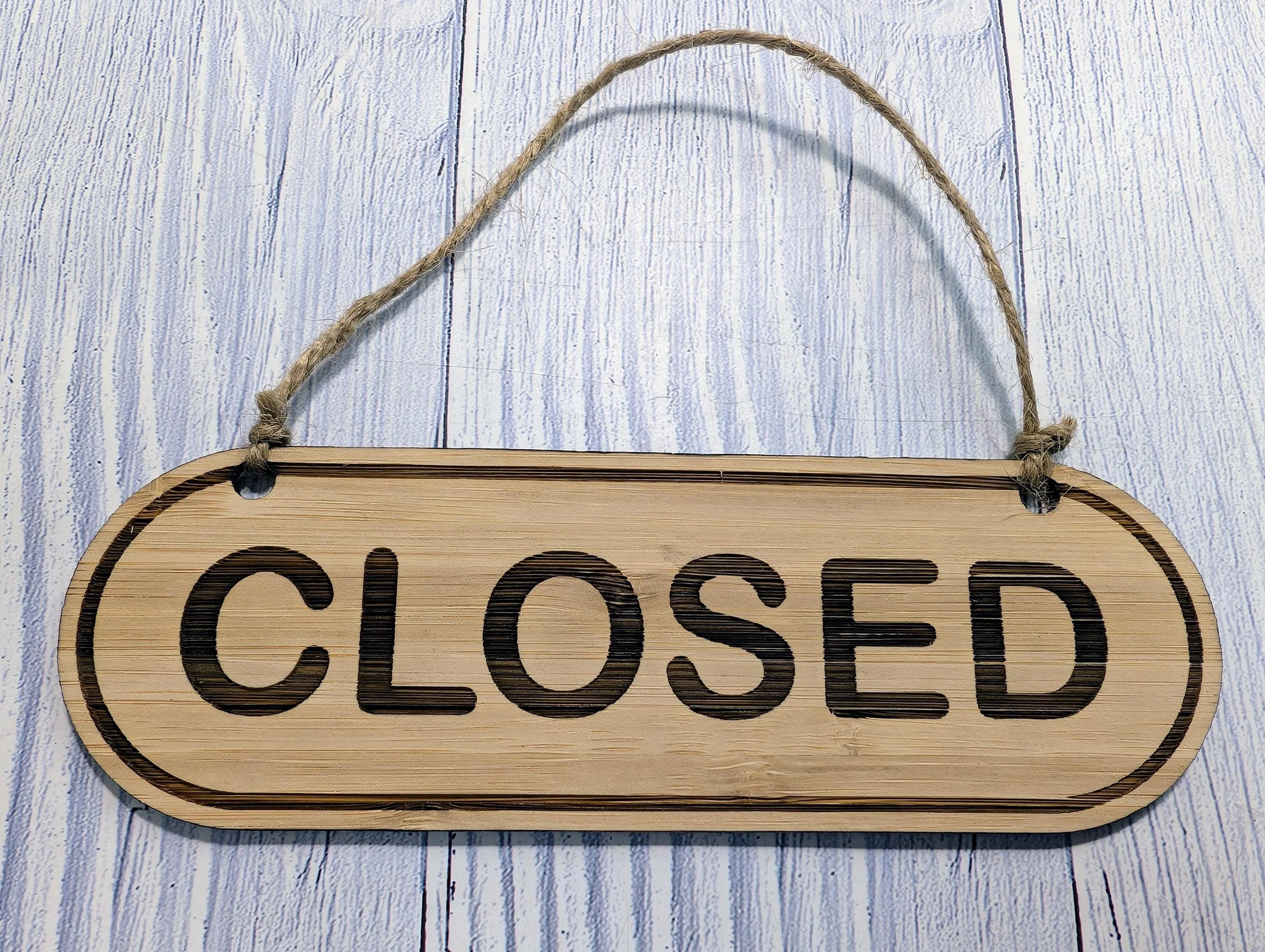 Hand-crafted Bamboo Open/Closed Sign - Double-Sided, Eco-Friendly, 4 Sizes - Image 7