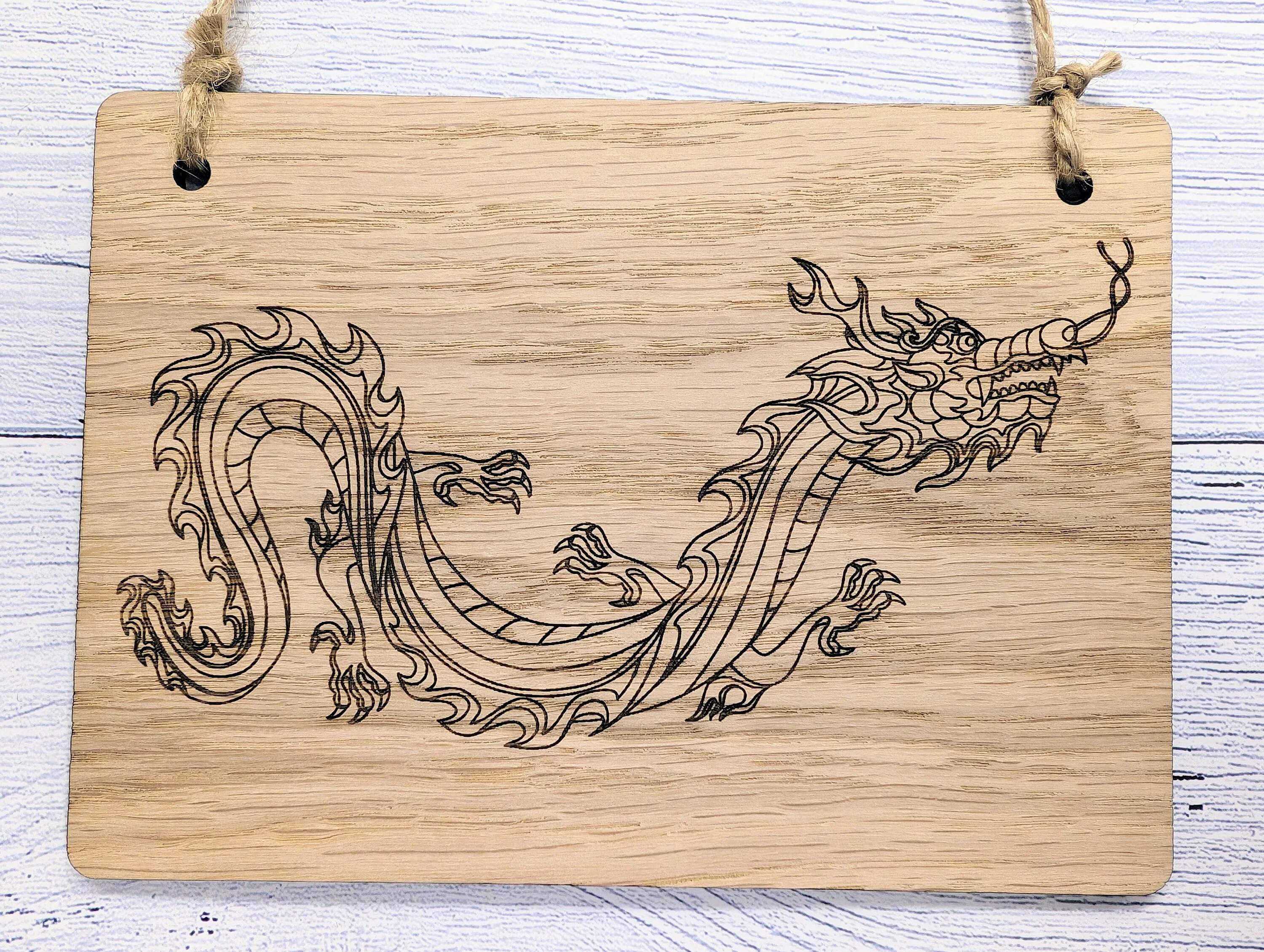 Handcrafted Dragon Wooden Gaming Sign, Mythical Themed Gifts & Game Nights, Timeless Fantasy Decor, Oak Veneer, Made in Wales - Image 6