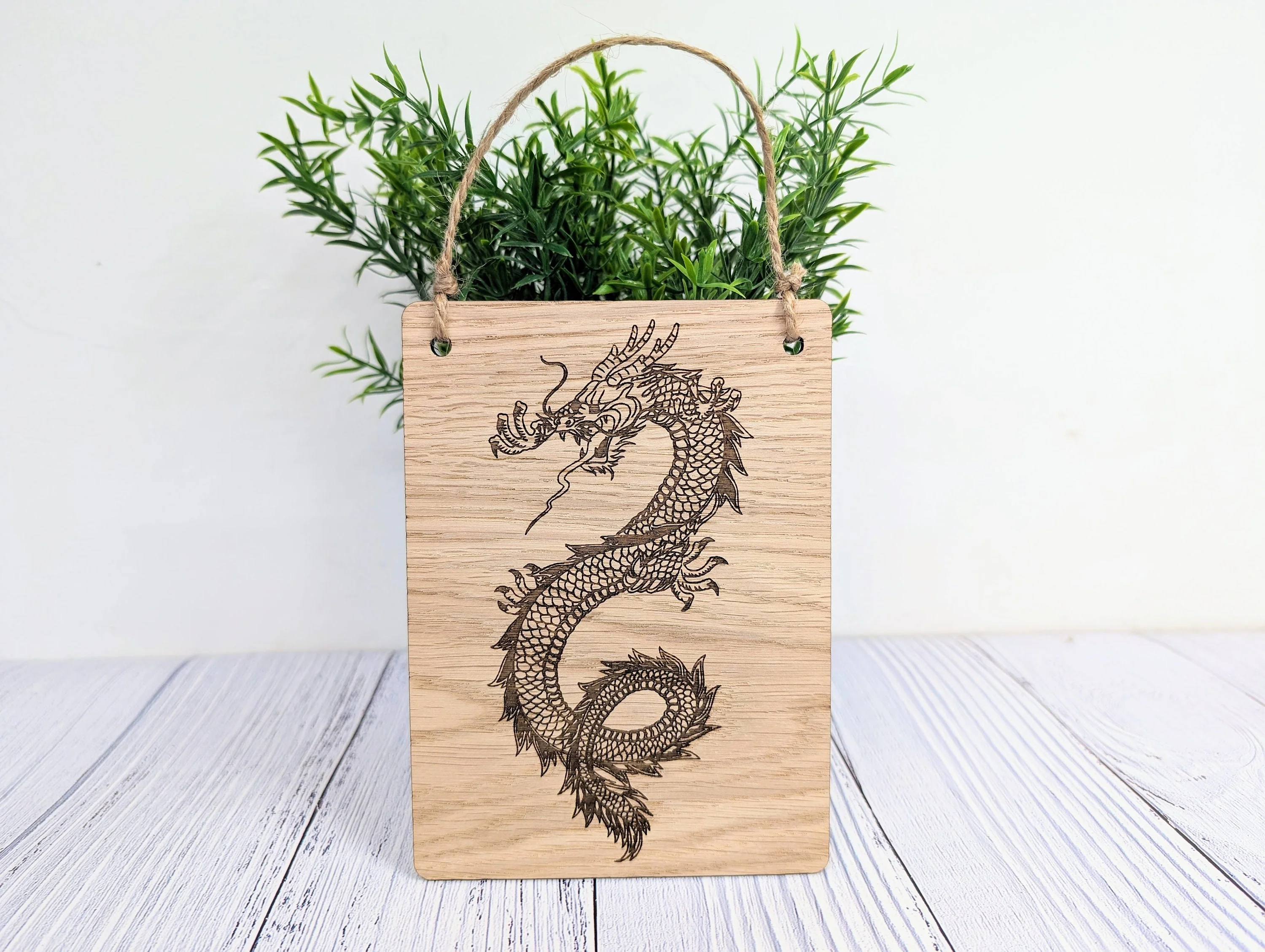 Handcrafted Dragon Wooden Sign - Timeless Fantasy Decor, Oak Veneer, Made in Wales | Perfect for Mythical Themed Gifts & Game Nights - Image 2